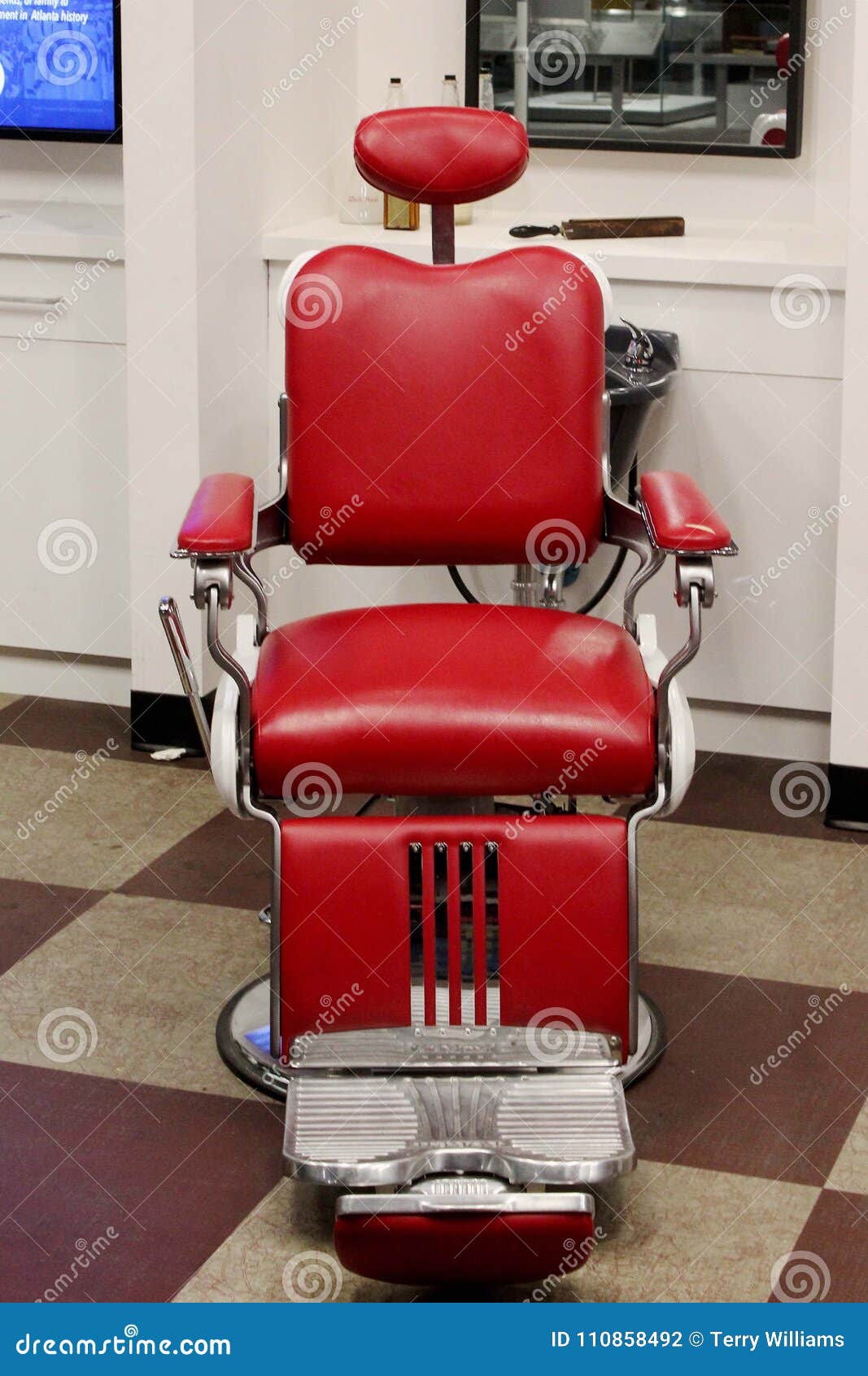 Classic Red Barbershop Chair Stock Photo Image Of Vintage