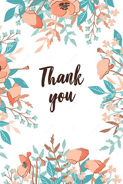 Classic and Refind Thank You Card with Flower Frame Background, Hand ...