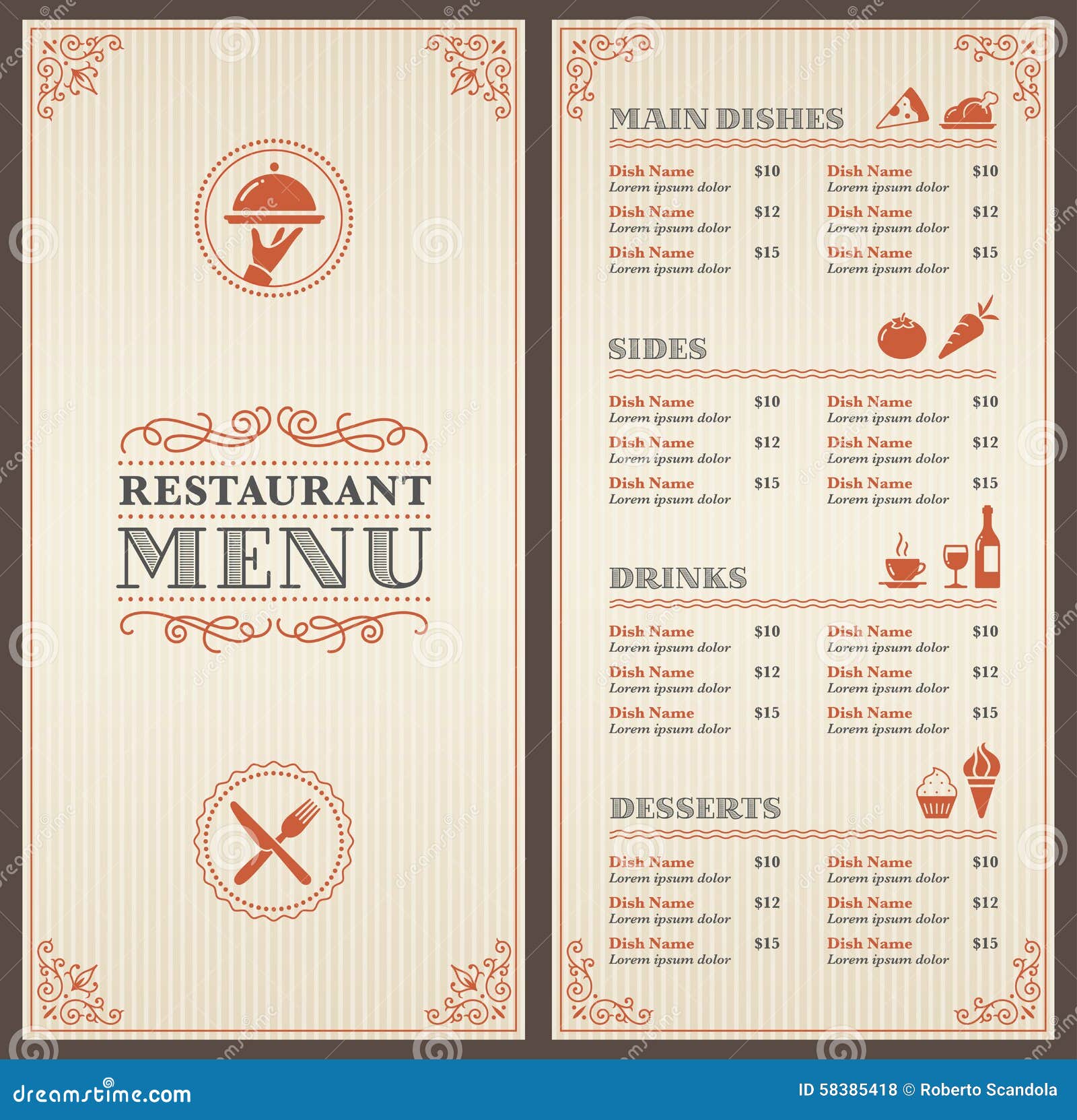 classic restaurant menu template