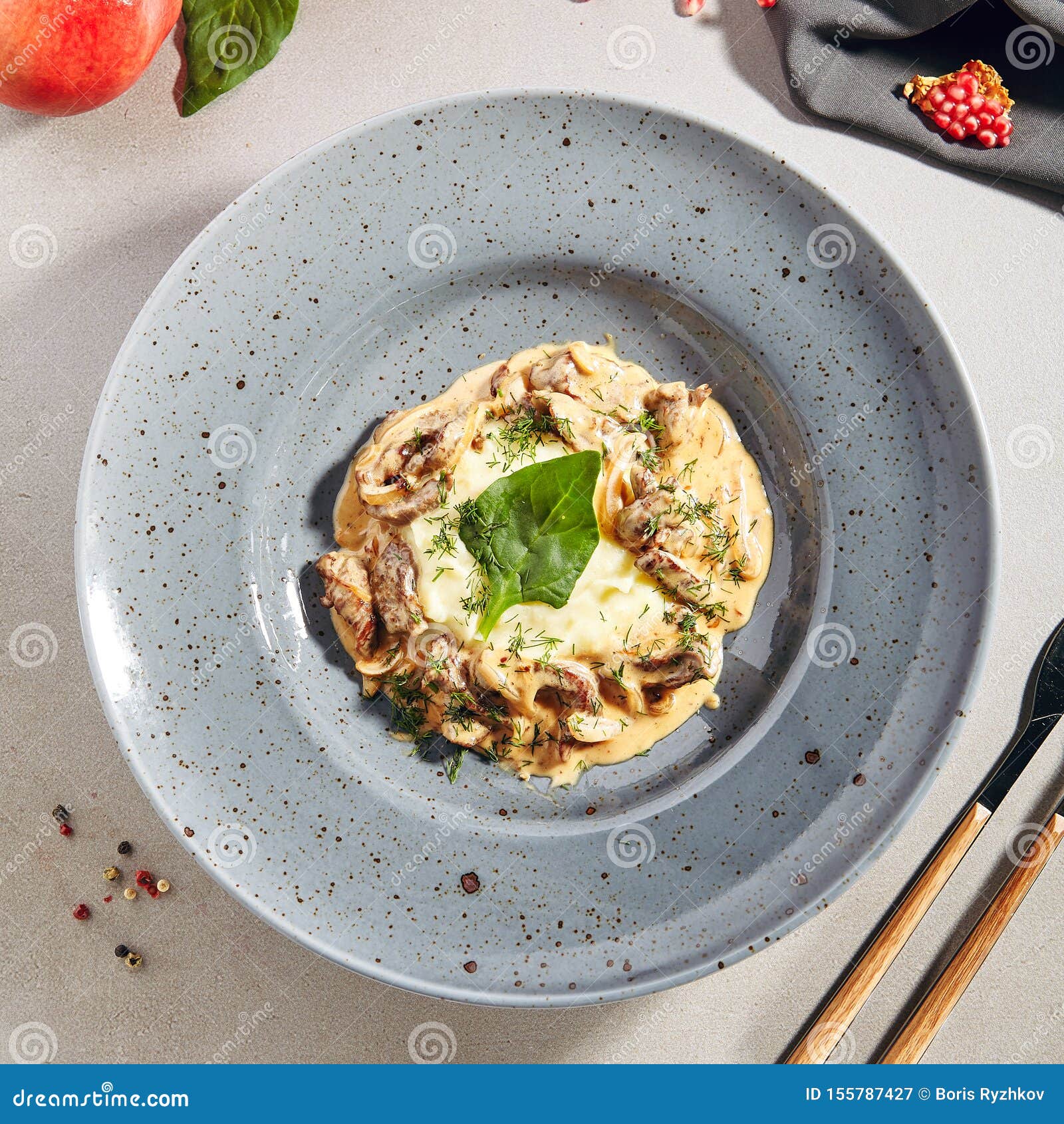 Classic Russian Beef Stroganoff Or Beef Stroganov Stock Image Image Of Greens Potatoes 155787427