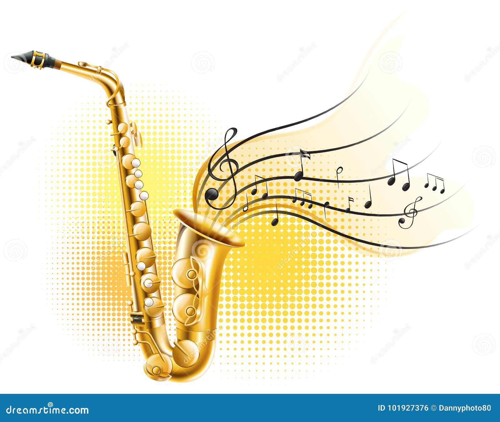 Classic Saxophone with Music Notes Stock Vector Illustration of