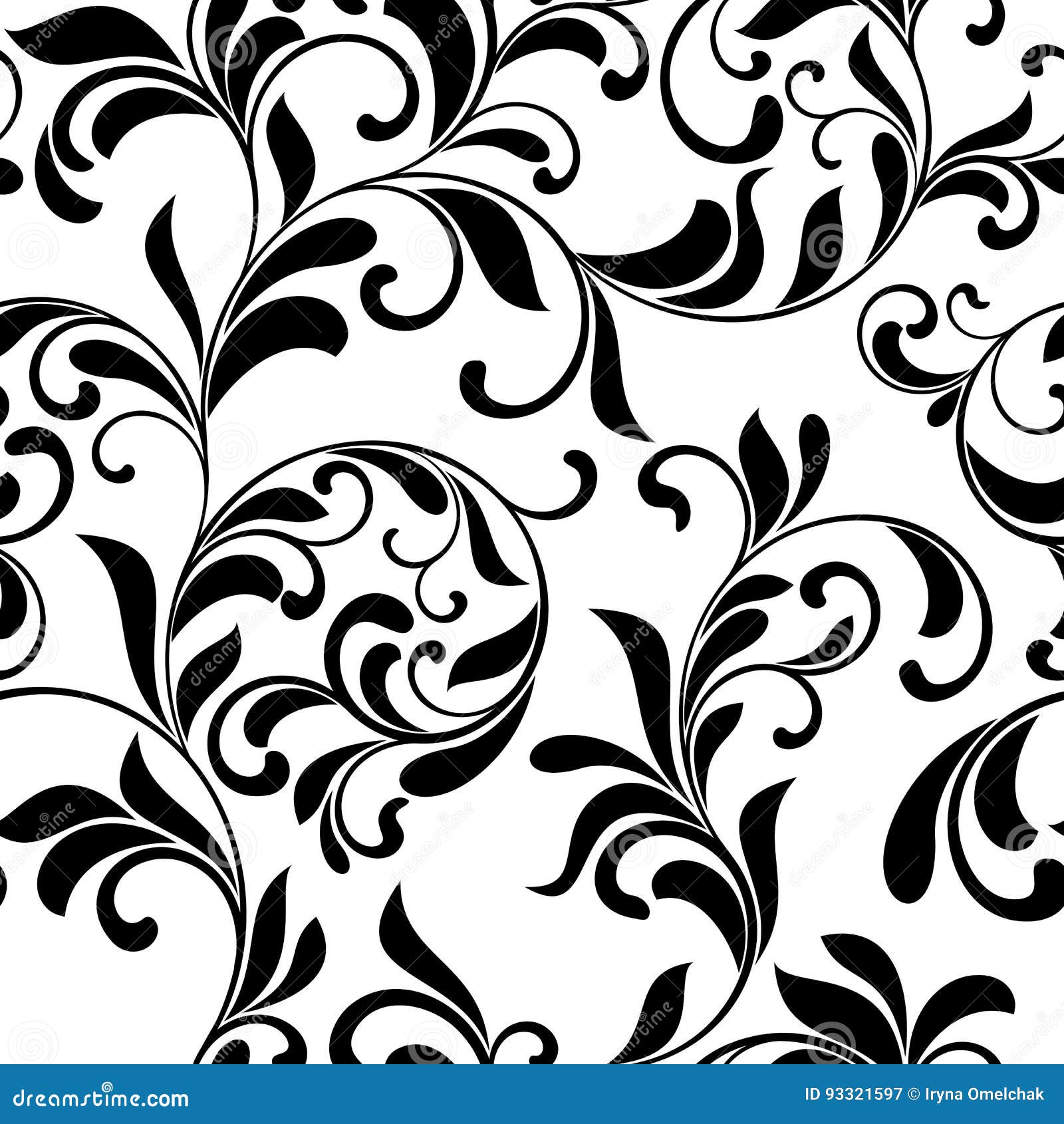 classic seamless pattern. tracery of swirls and leaves on a whi