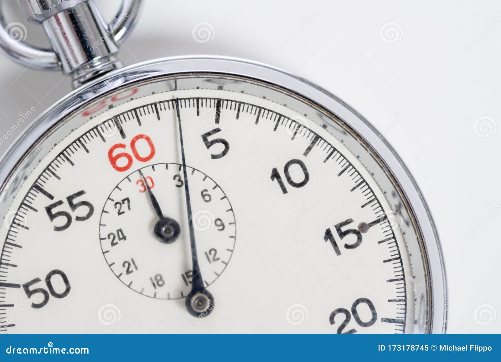 classic 60 second stopwatch on white background