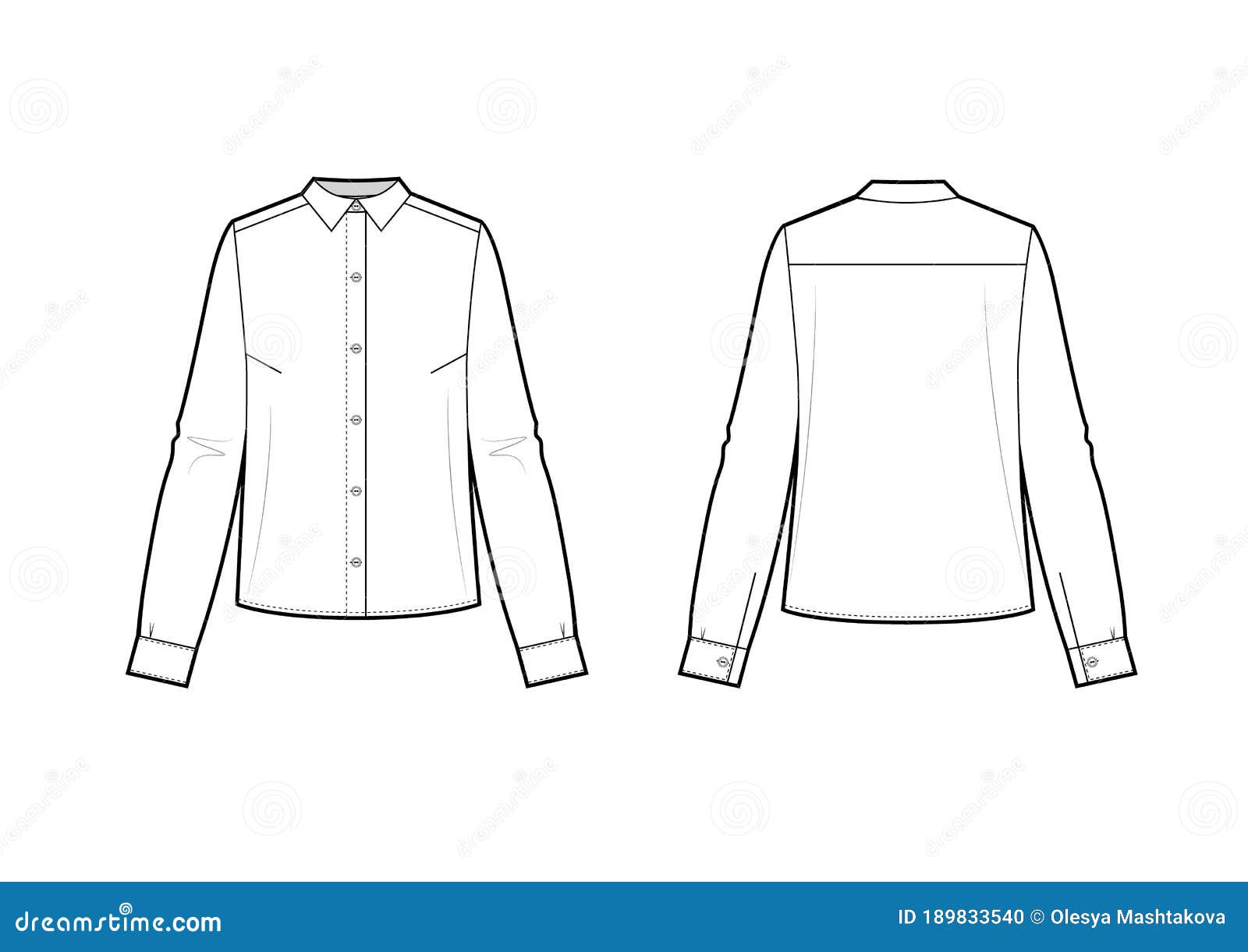 Classic Shirt Technical Fashion Illustration with Button Down Front ...