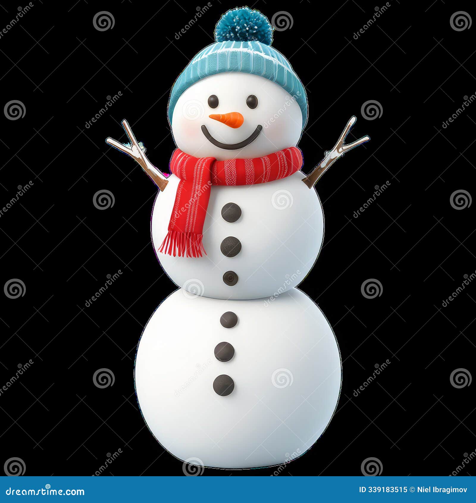 classic snowman  on transparent background