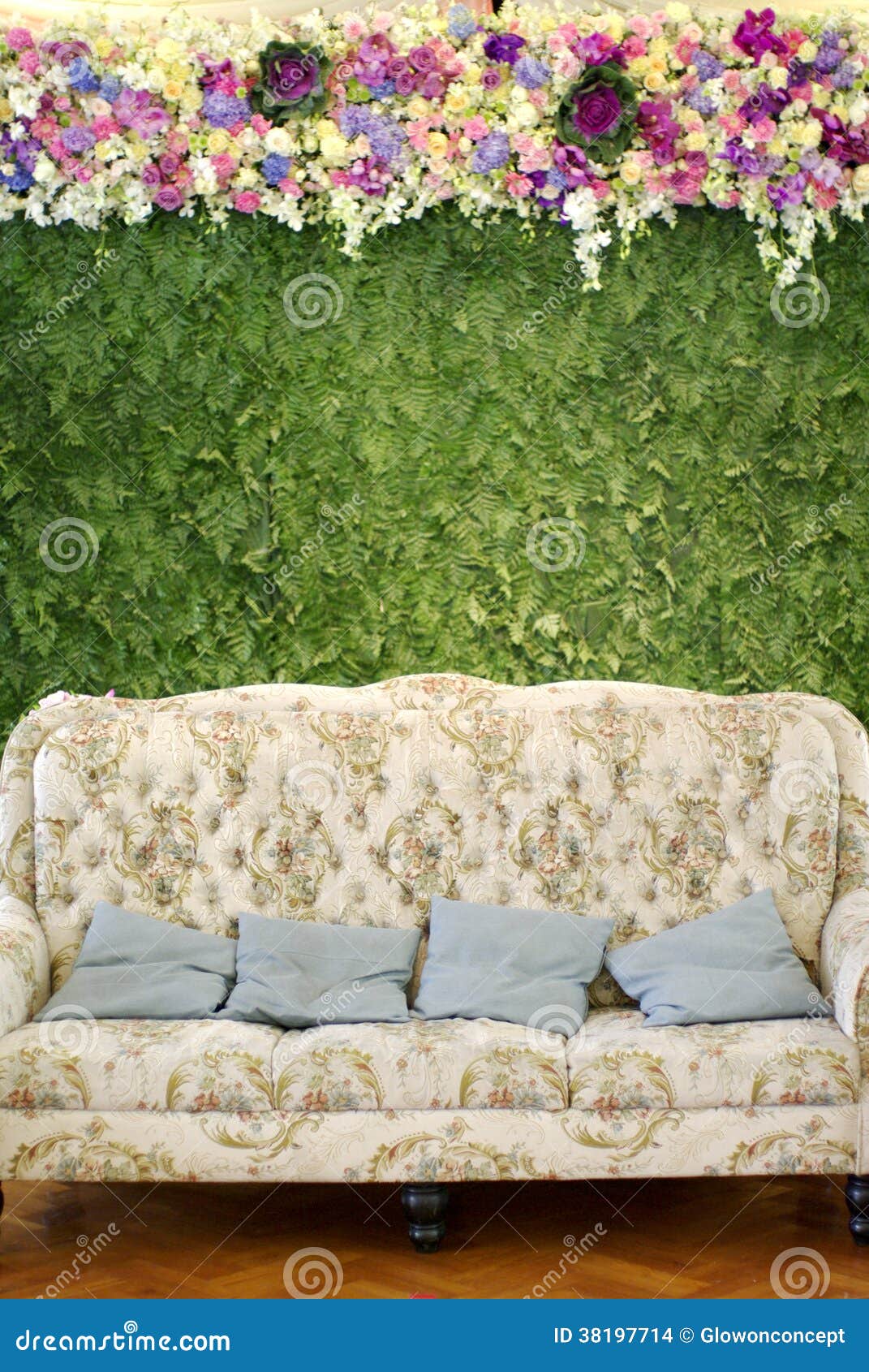 Classic sofa with flower stock photo. Image of interior 38197714