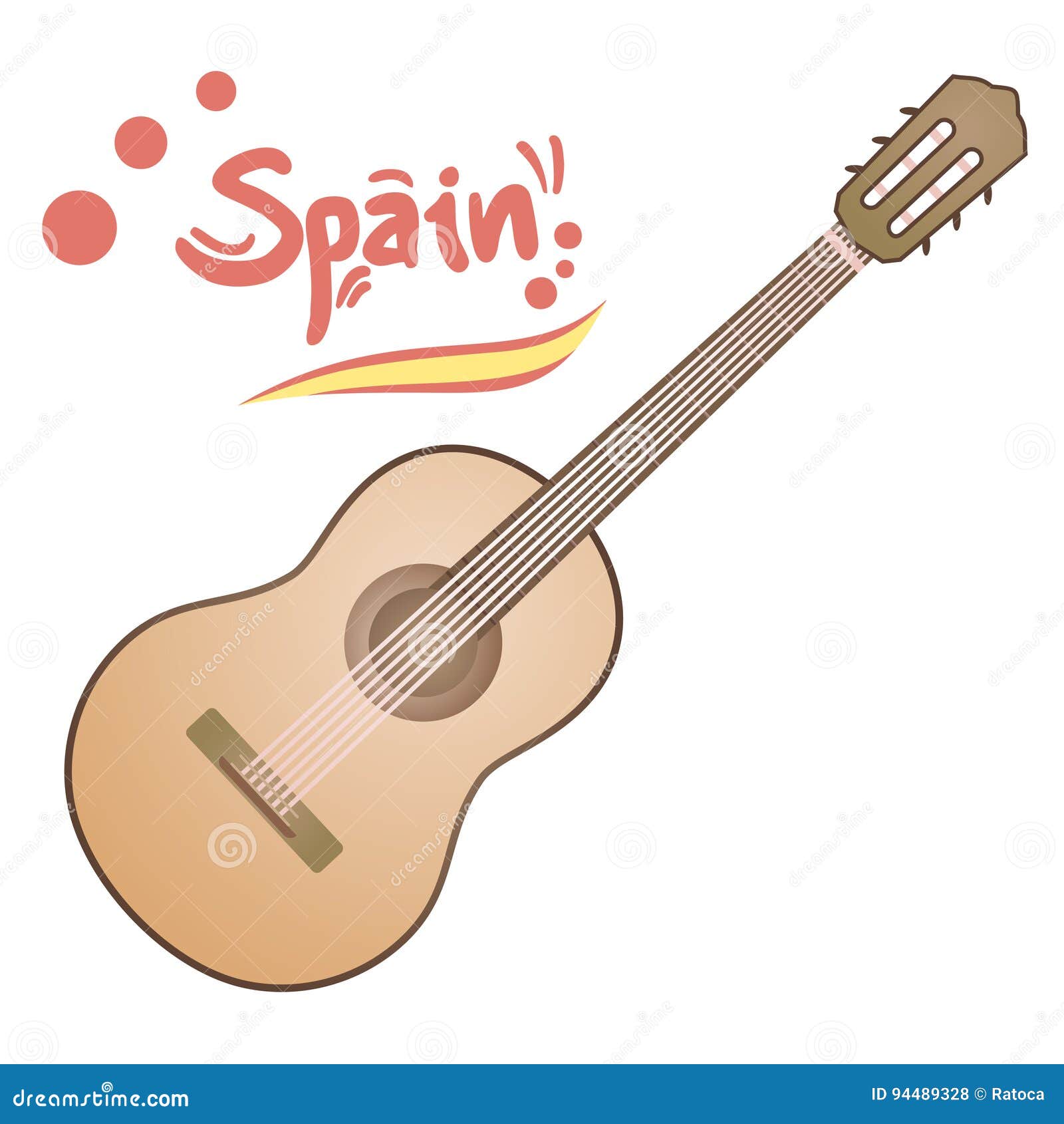 Classic spanish guitar stock vector. Illustration of music 94489328