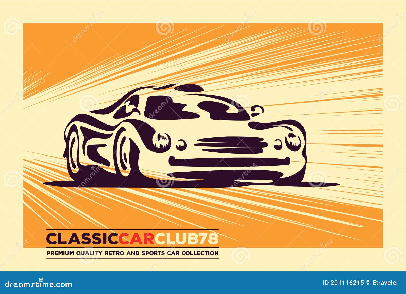 Classic Sport Car Retro Poster Stock Vector Illustration of shiny
