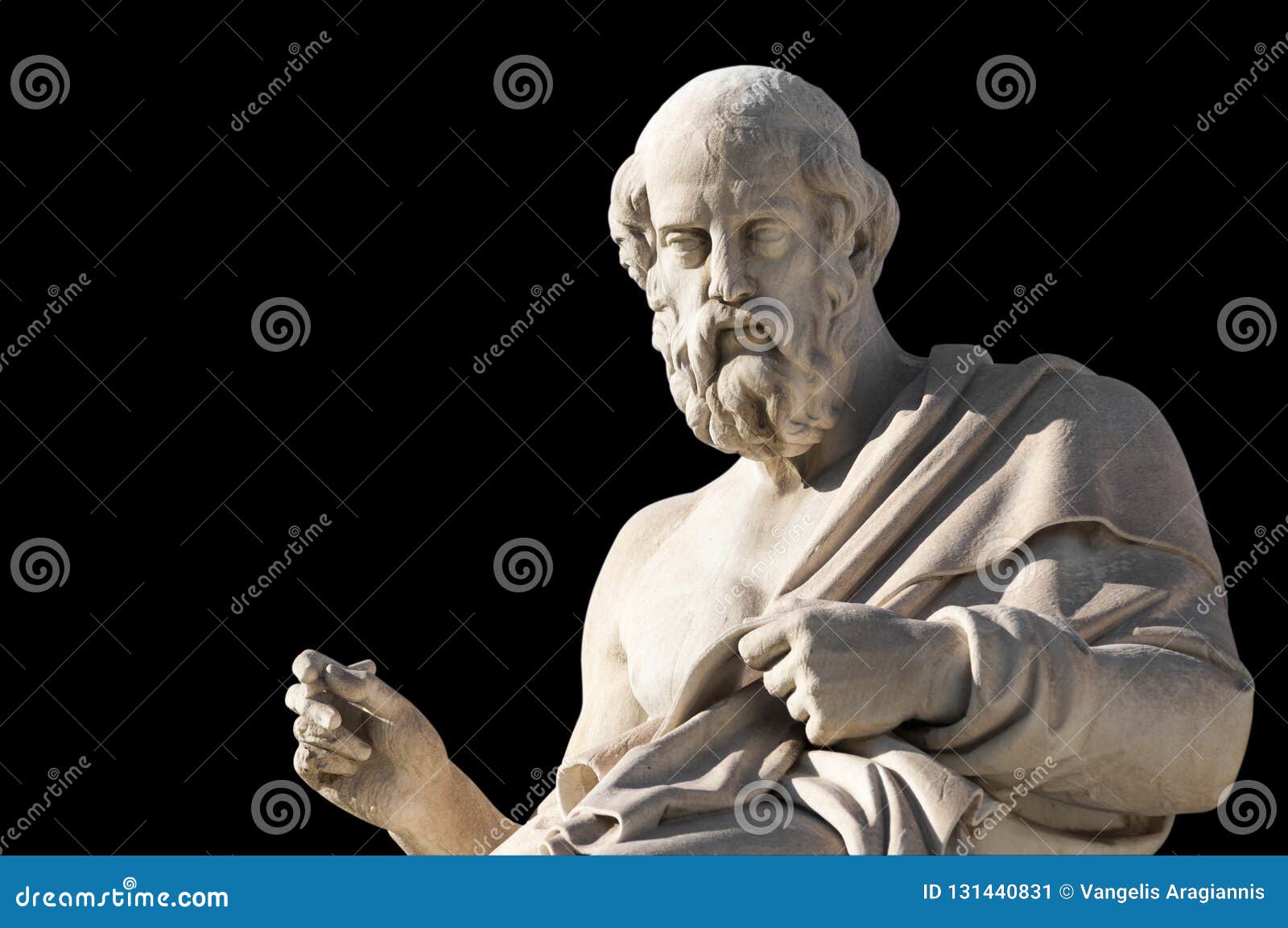 classic statue of plato from side close up