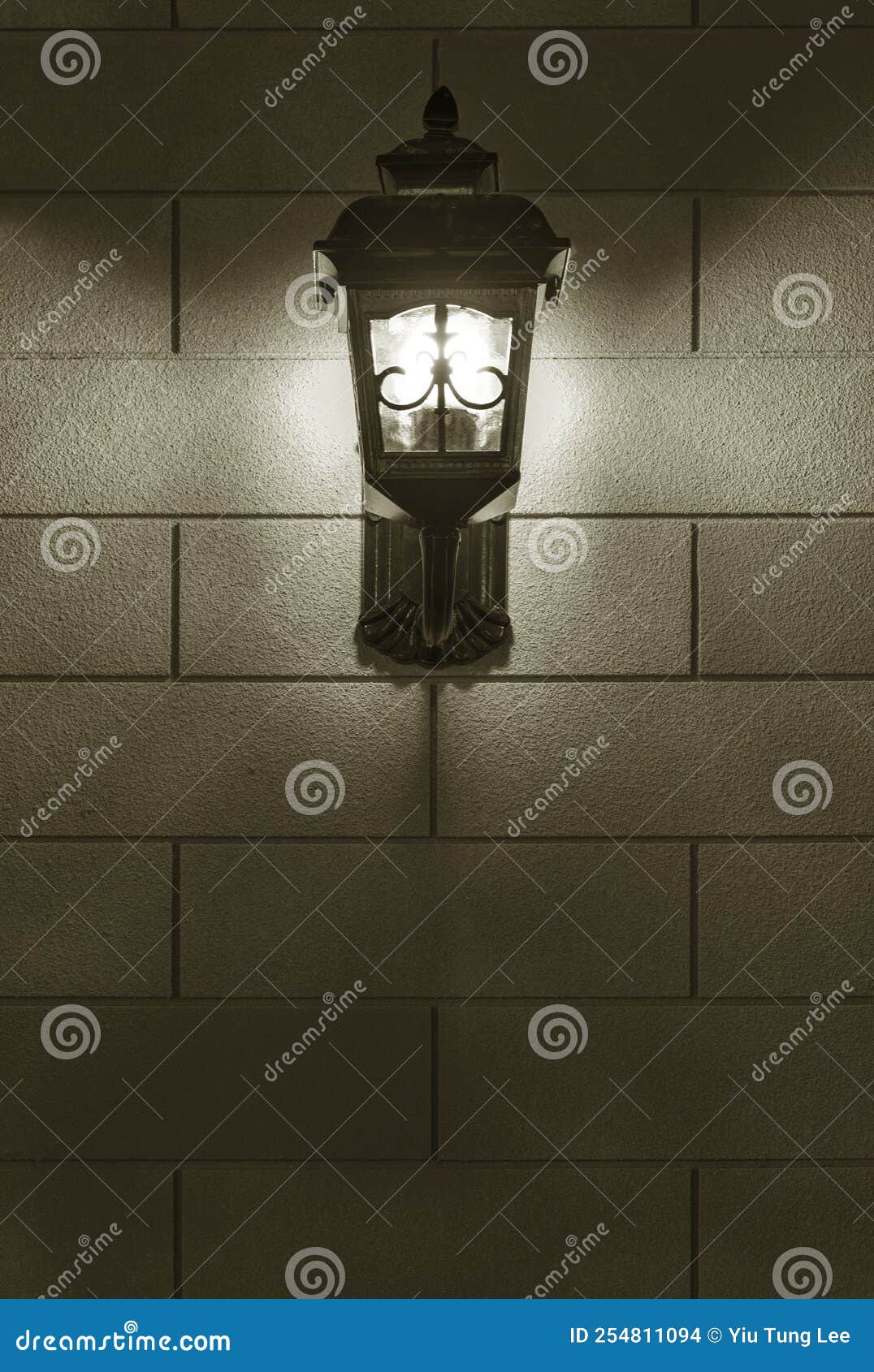 Classic Streetlight on Brick Wall in Monochrome Stock Photo - Image of ...