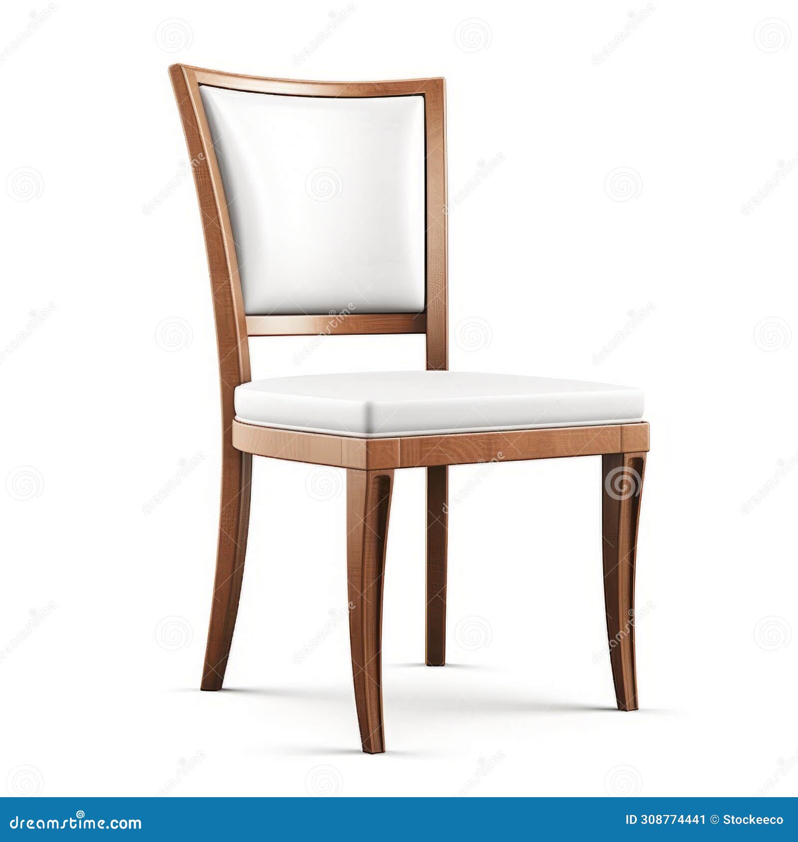 classic style dining chair with white leather seat