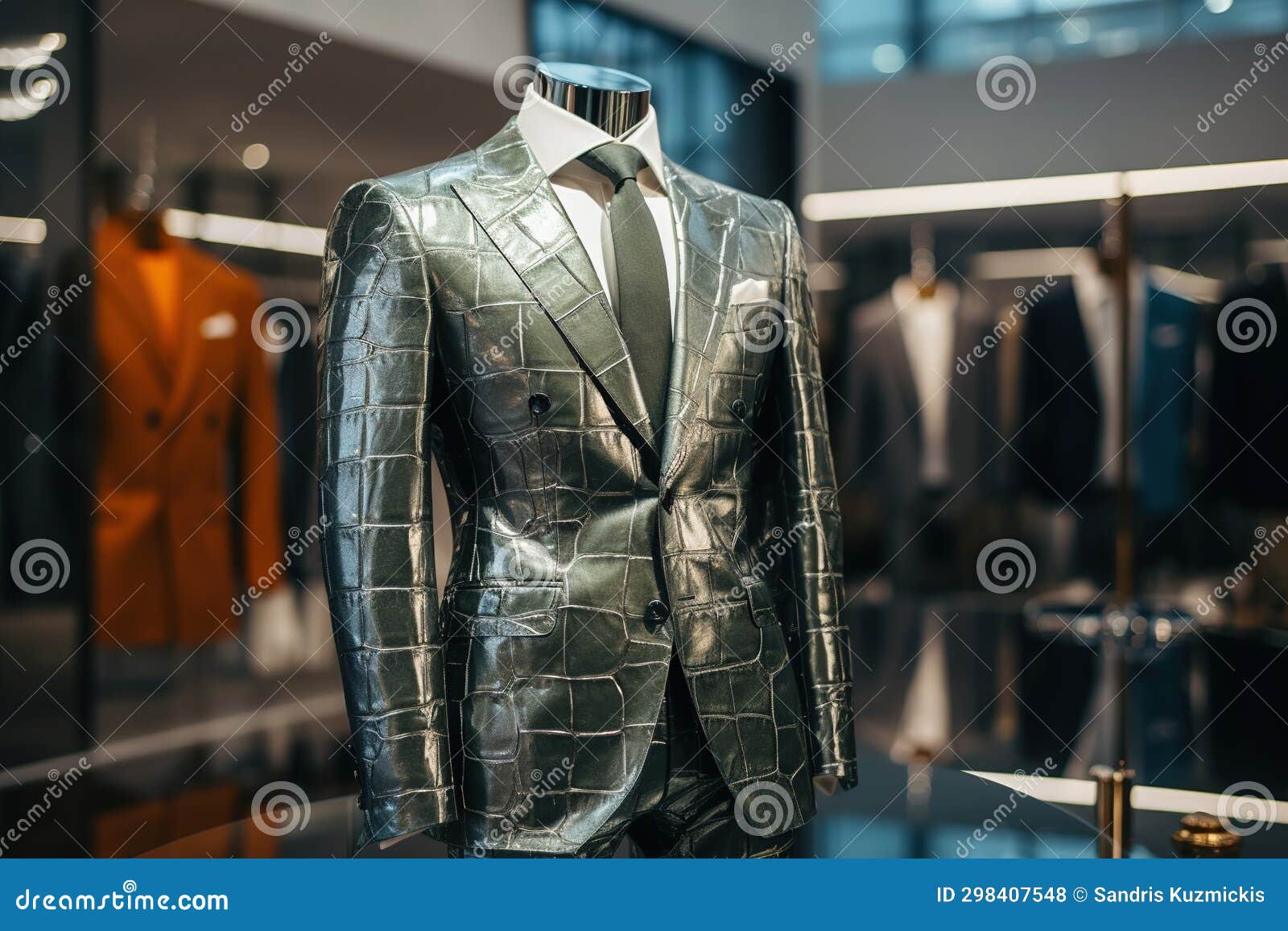 A Classic Suit in Crocodile Color in a Clothing Store. Generative AI ...