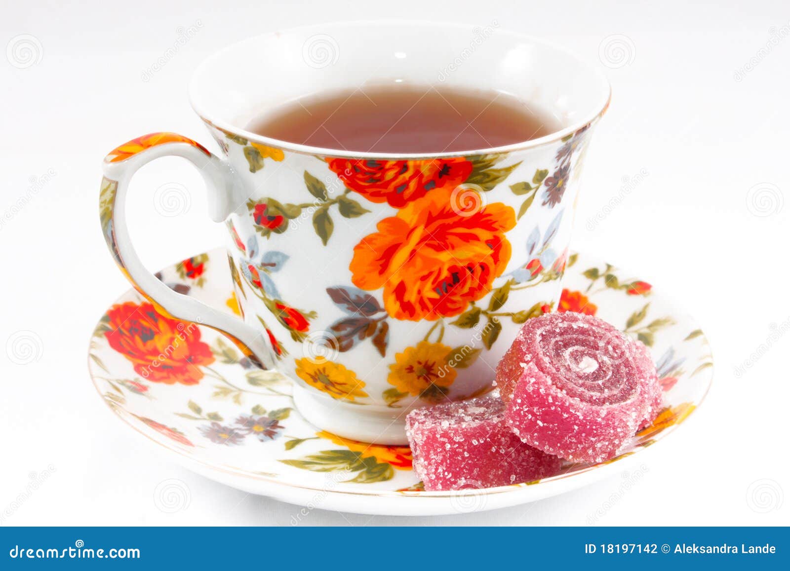 Classic Tea Cup with Red and Orange Flowers Stock Photo Image of porcelain, lifestyle 18197142
