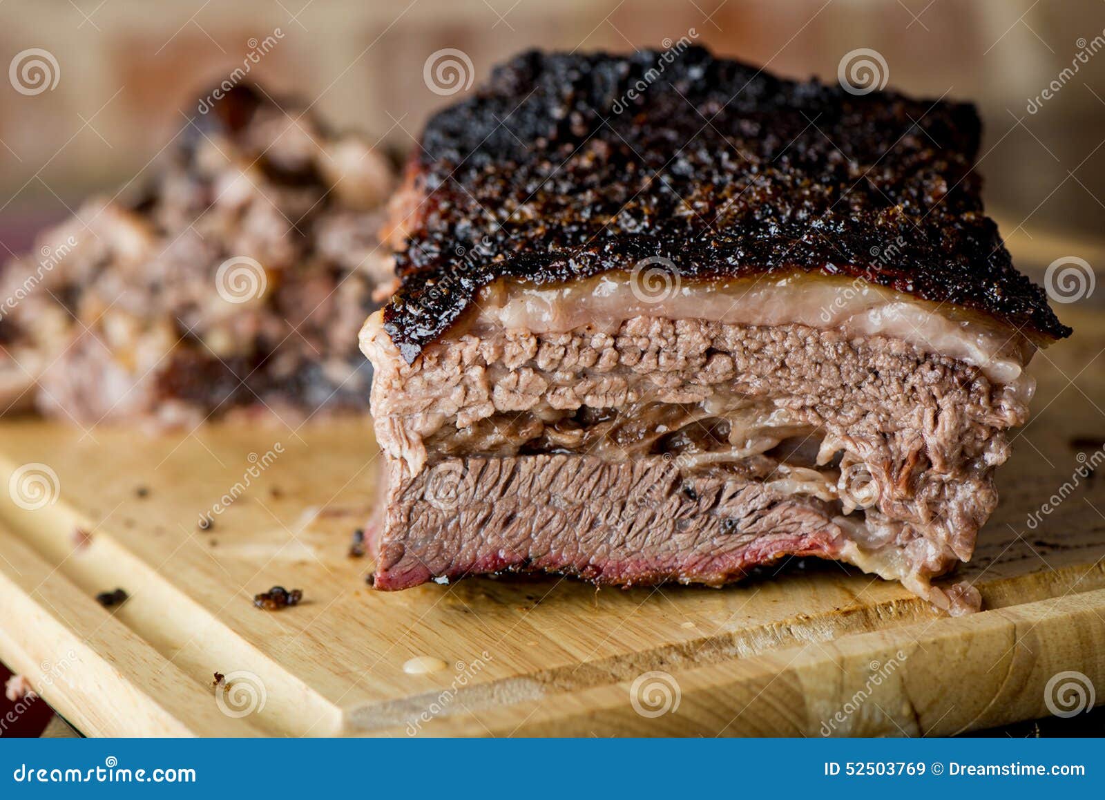 Classic Texas Smoked Beef Brisket Stock Image Image Of Cooking   Classic Texas Smoked Beef Brisket Tradition 52503769 