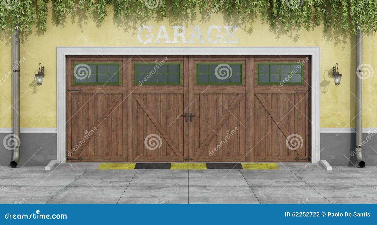 Car Classic Garage Two Wooden Stock Illustrations 2 Car Classic