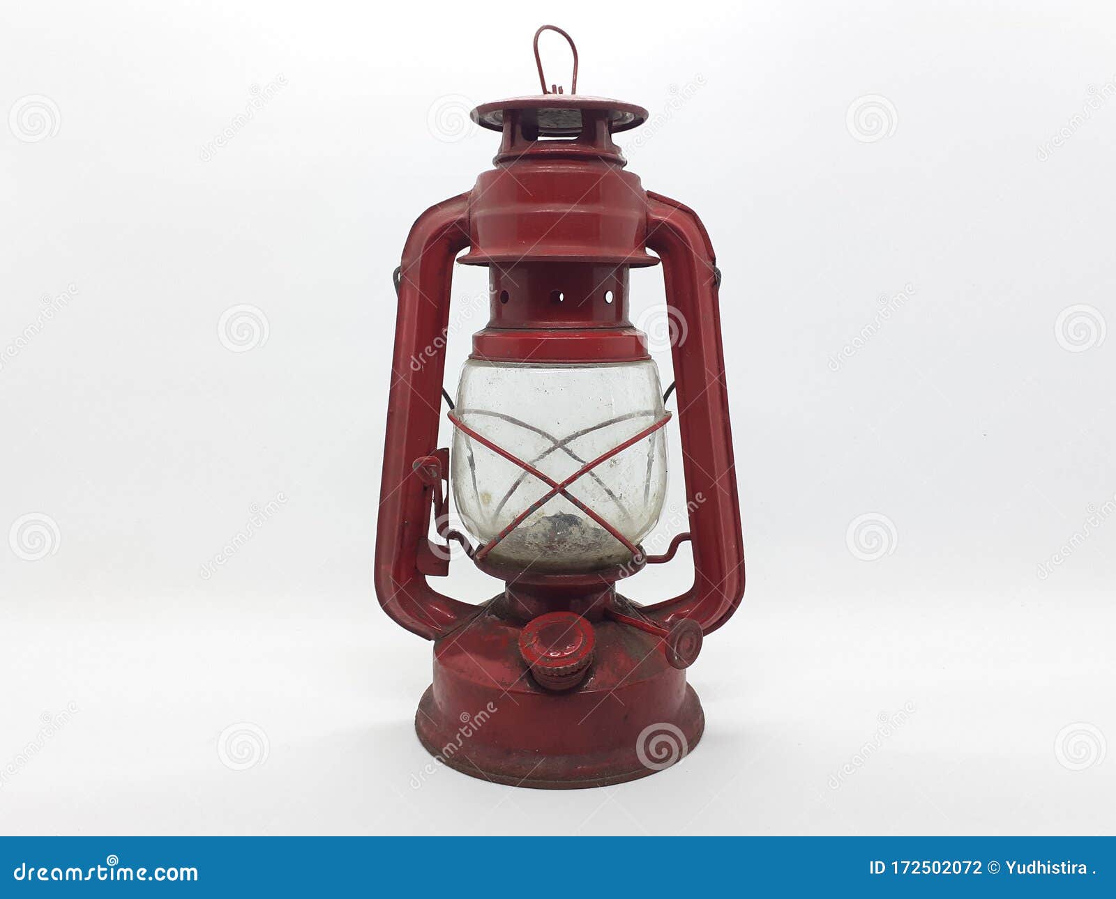 Classic Vintage Old Camp Kerosene Lantern in White Isolated Background
