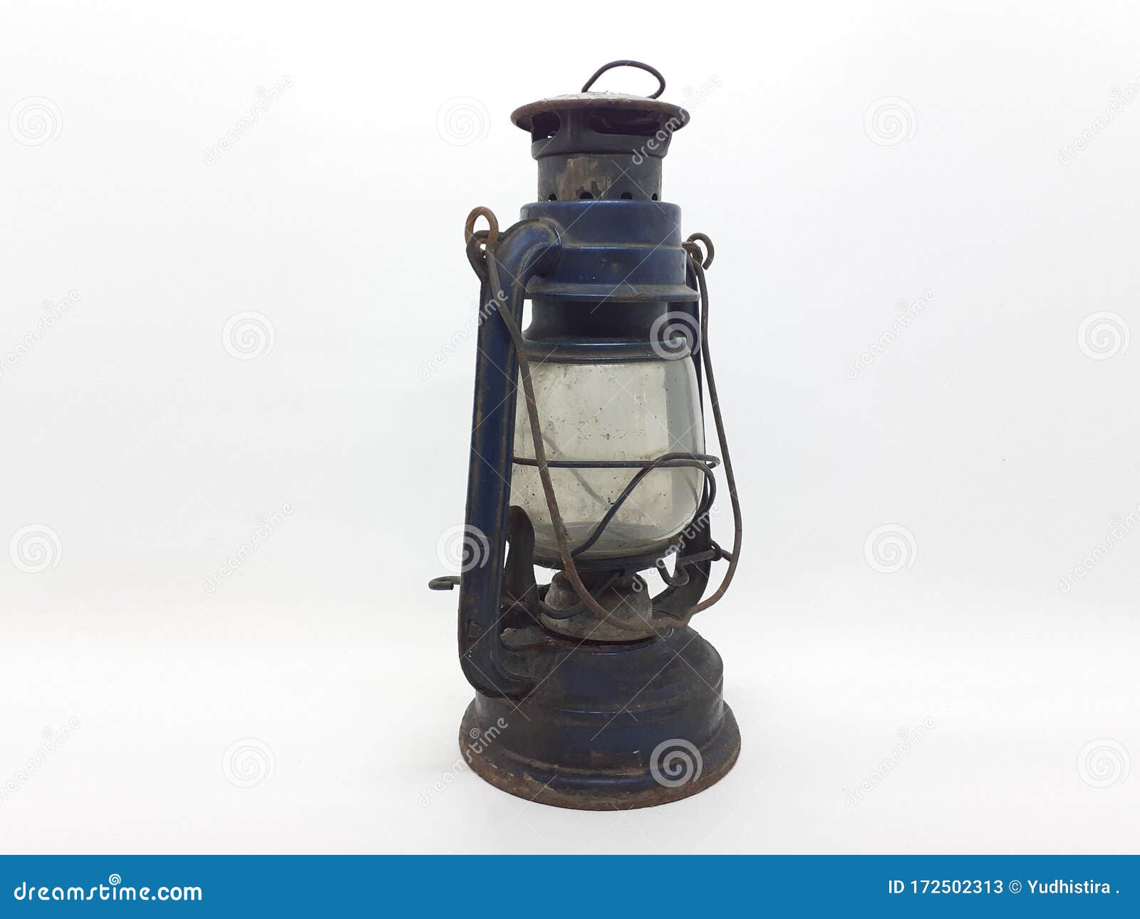 Classic Vintage Old Camp Kerosene Lantern in White Isolated Background