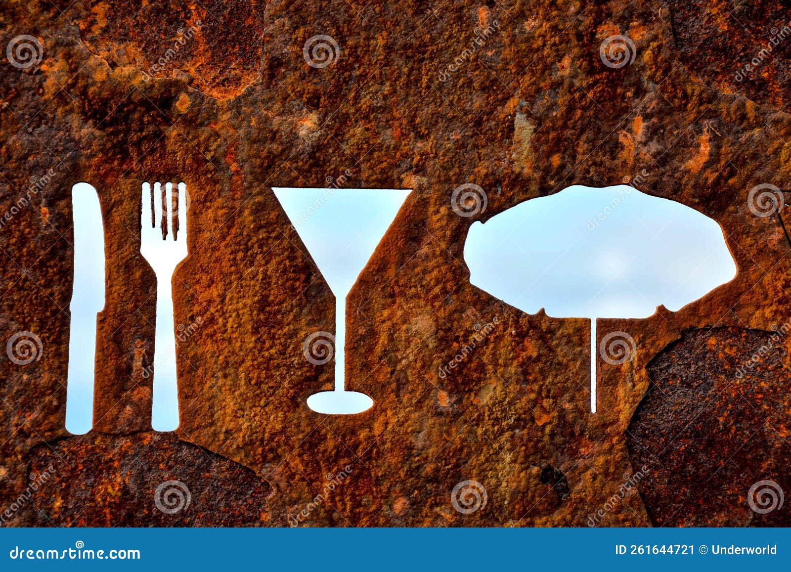 rusty oxidated restaurant sign