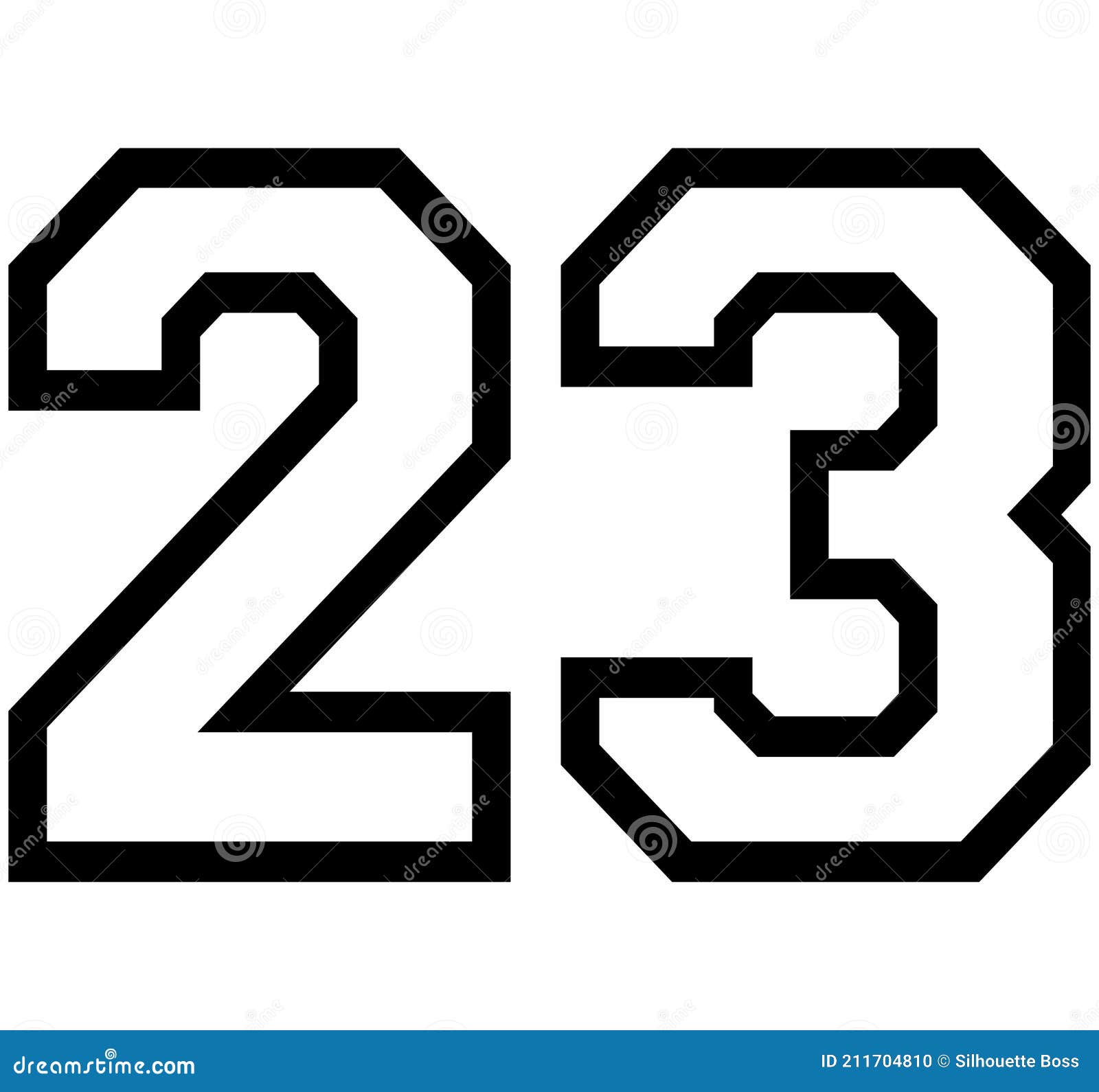 23 American Football Classic Vintage Sport Jersey Number in black number on  white background for american football, baseball or basketball | Metal