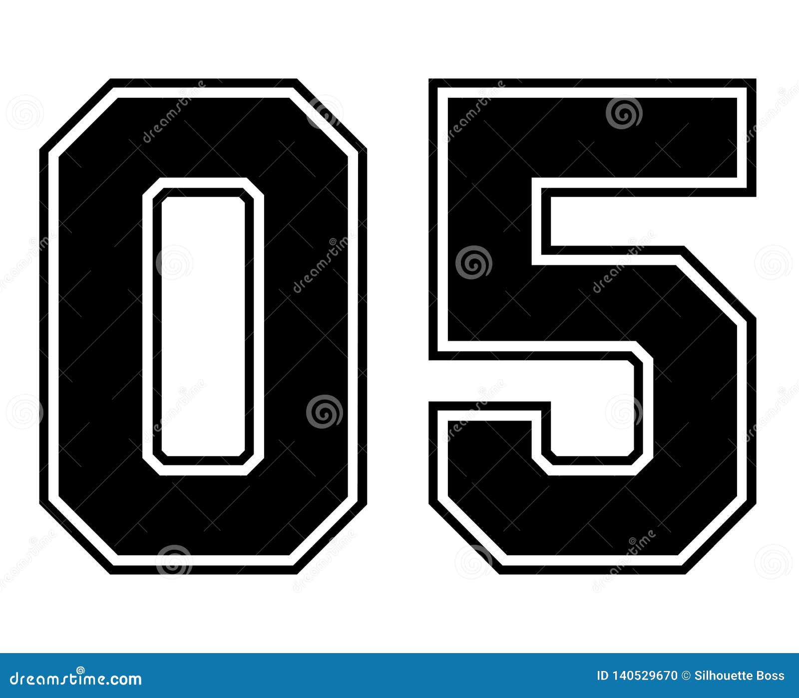 05 Classic Vintage Sport Jersey Number in Black Number on White