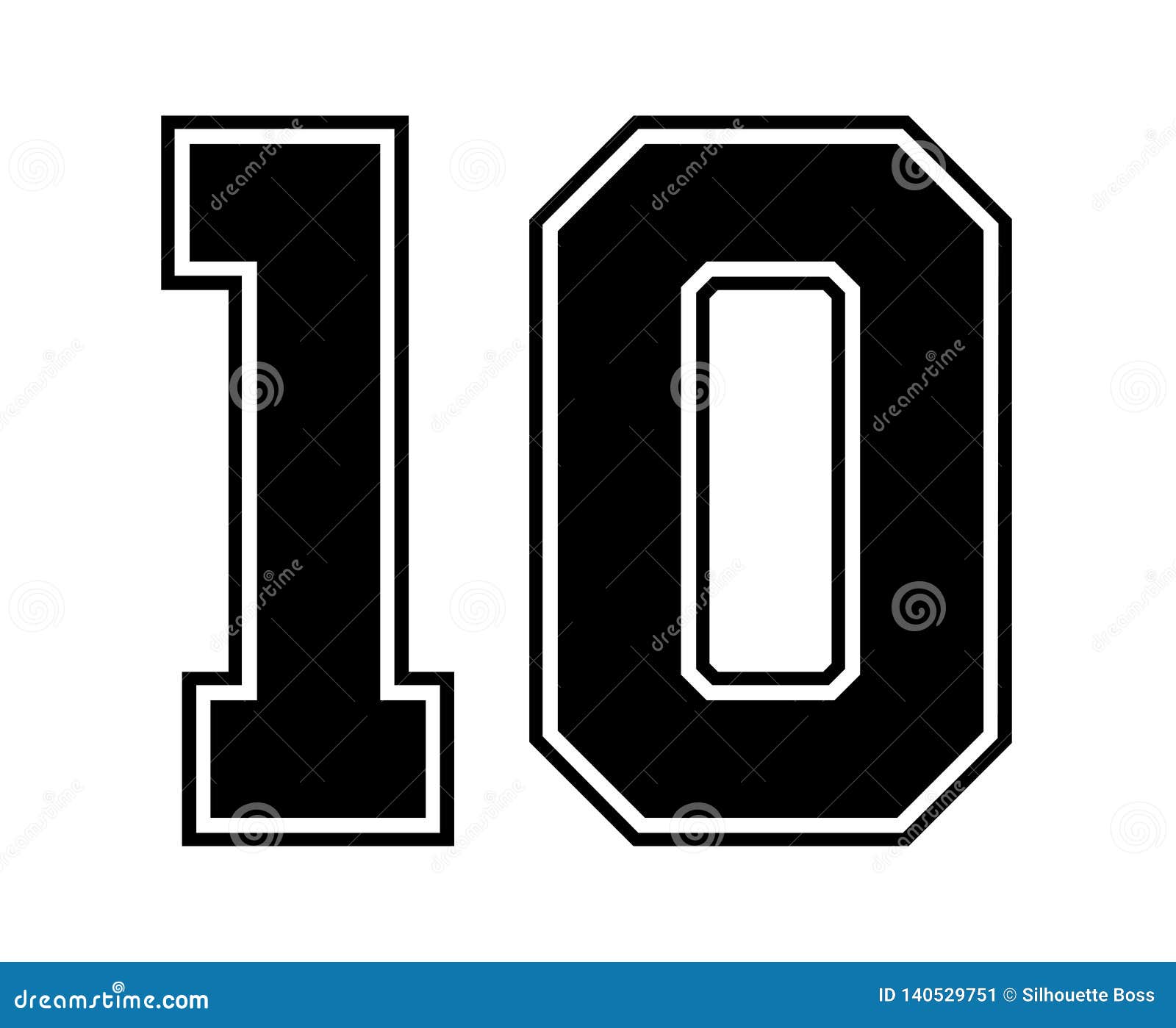10 Classic Vintage Sport Jersey Number in Black Number on White Background  for American Football, Baseball or Basketball Stock Illustration -  Illustration of football, cricket: 140529751