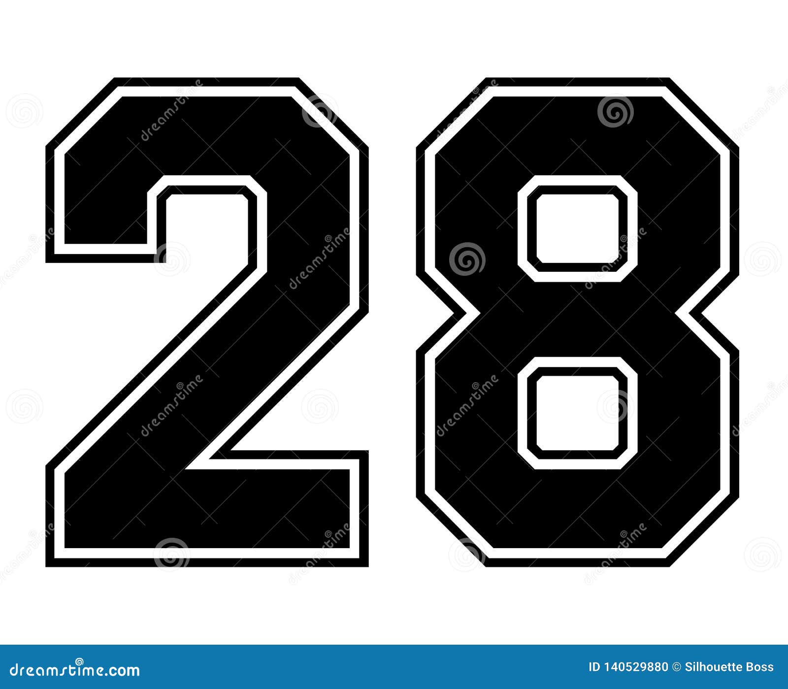 28 Classic Vintage Sport Jersey Number in Black Number on White Background  for American Football, Baseball or Basketball Stock Illustration -  Illustration of hockey, america: 140529880