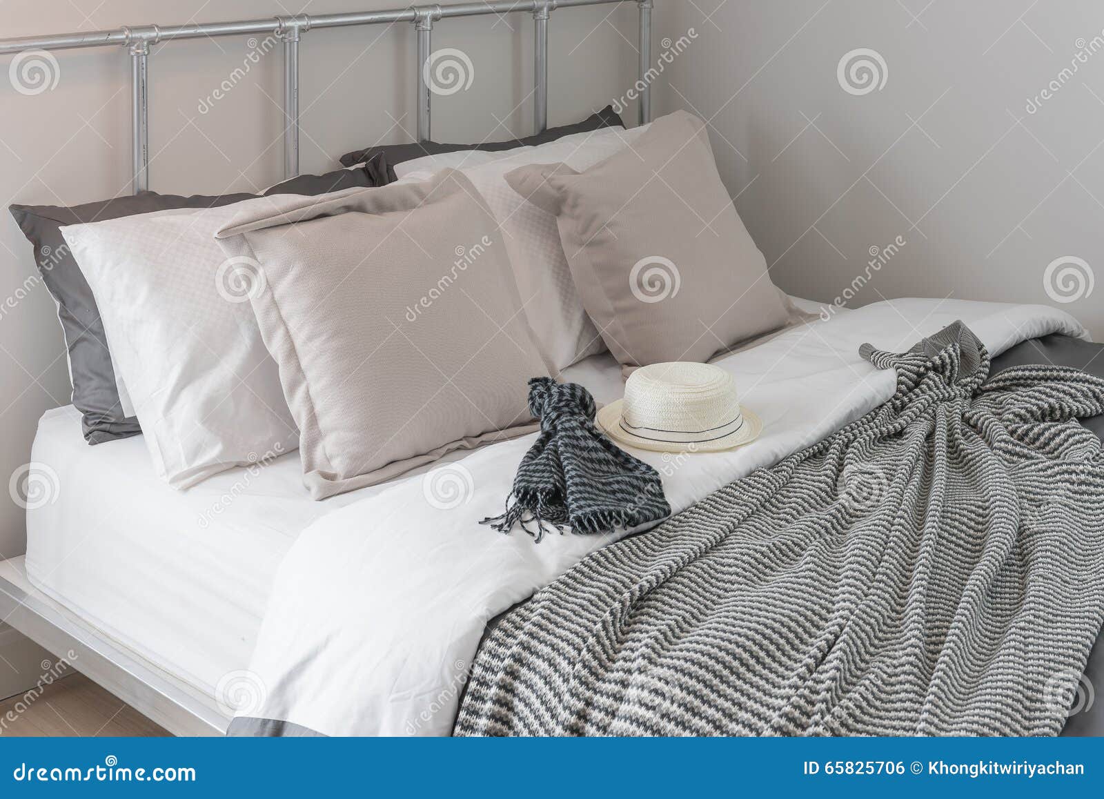 Classic White Hat on Bed in Modern Bedroom Stock Photo Image of