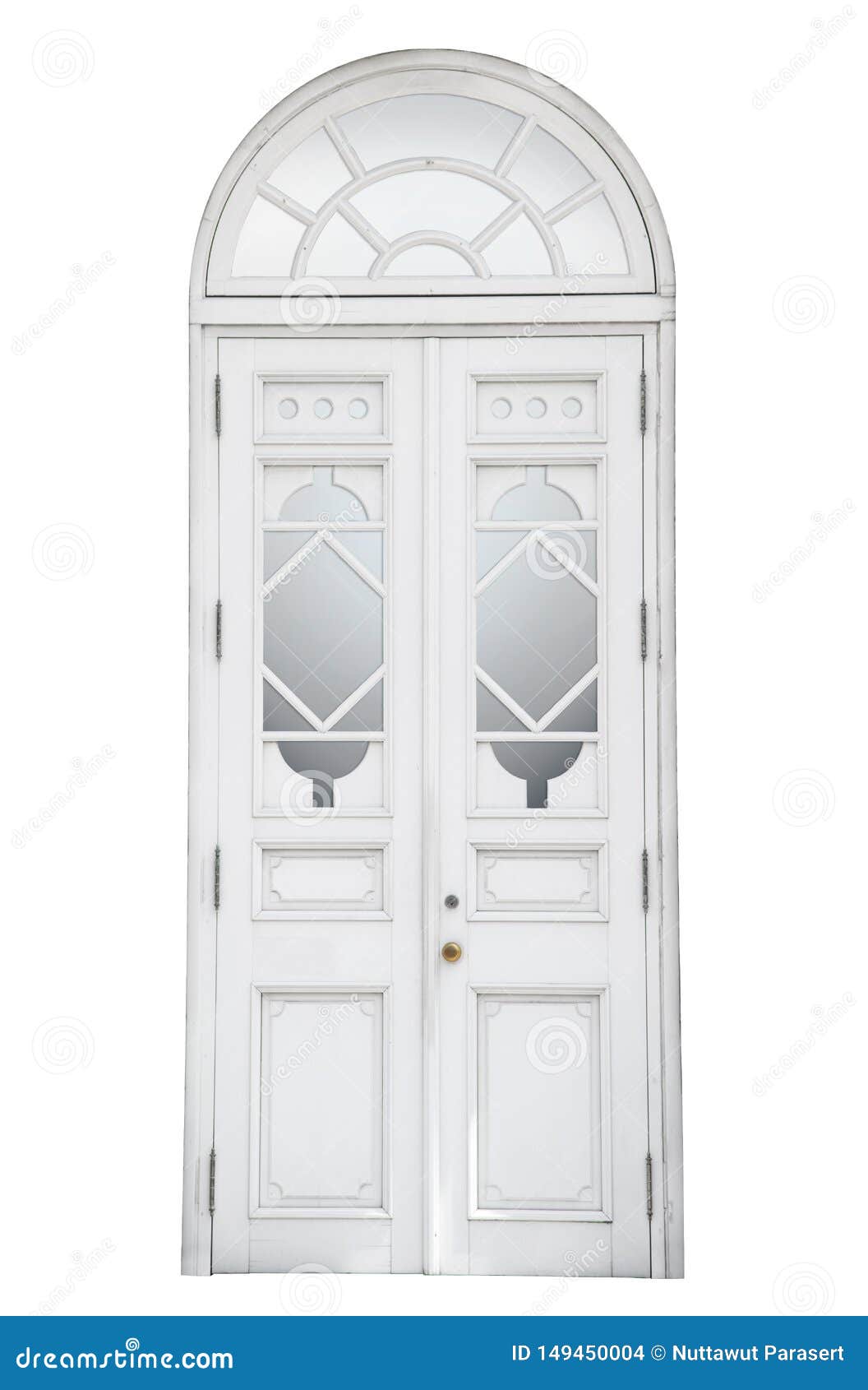 Classic White Wood Door And Window In Vintage Style Isolated On White ...