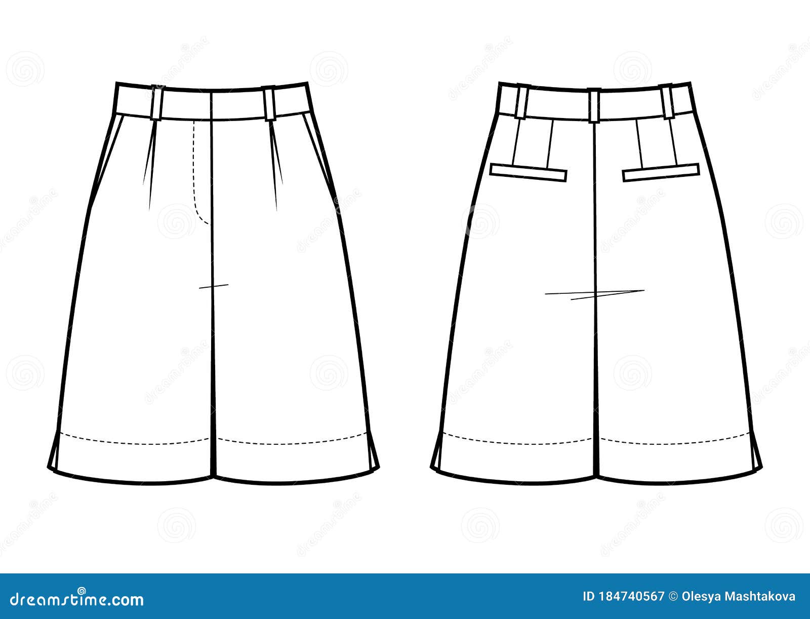Classic Woman Shorts Vector Template Isolated on a White Background ...