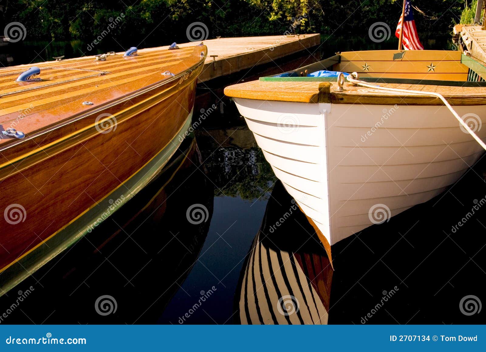 classic wood boats docked
