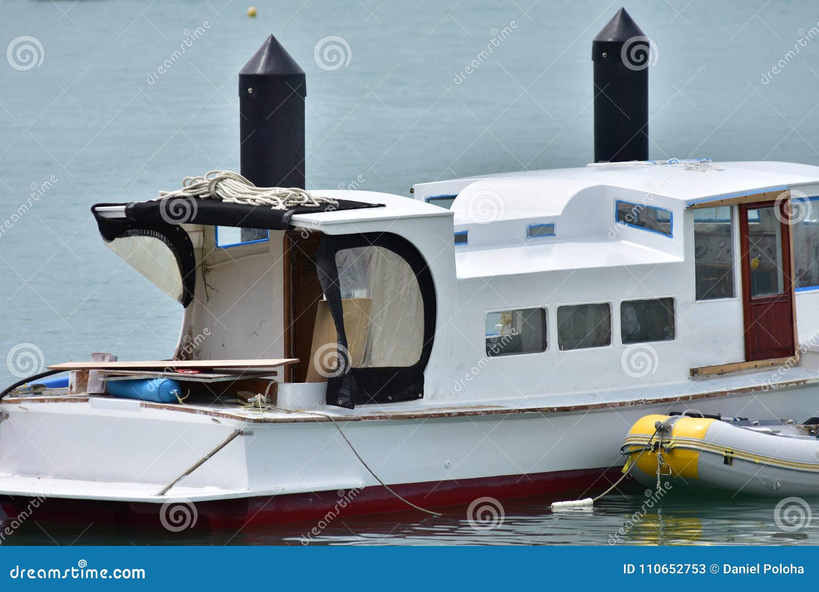 Classic Wooden Launch with Dinghy Stock Image Image of closeup, float