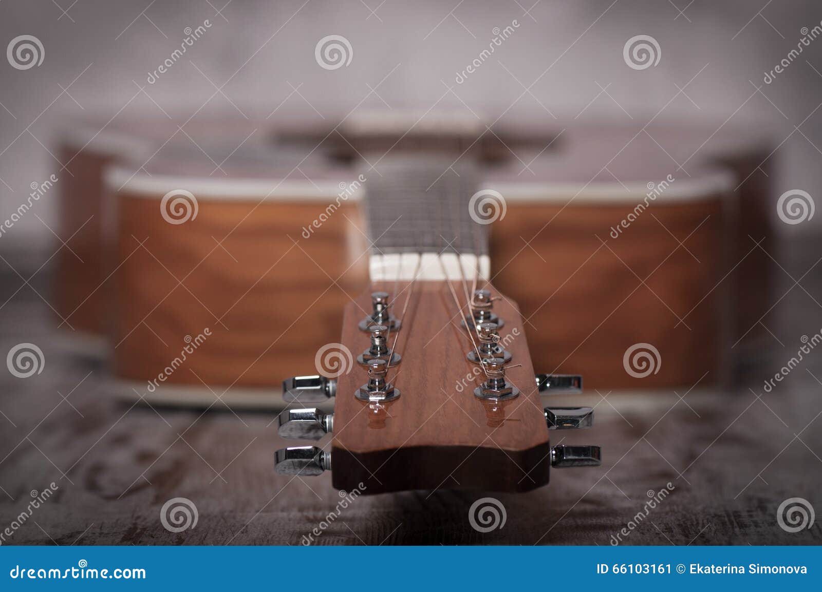 Classical Acoustic Guitar with Fingerboard Stock Image Image of note