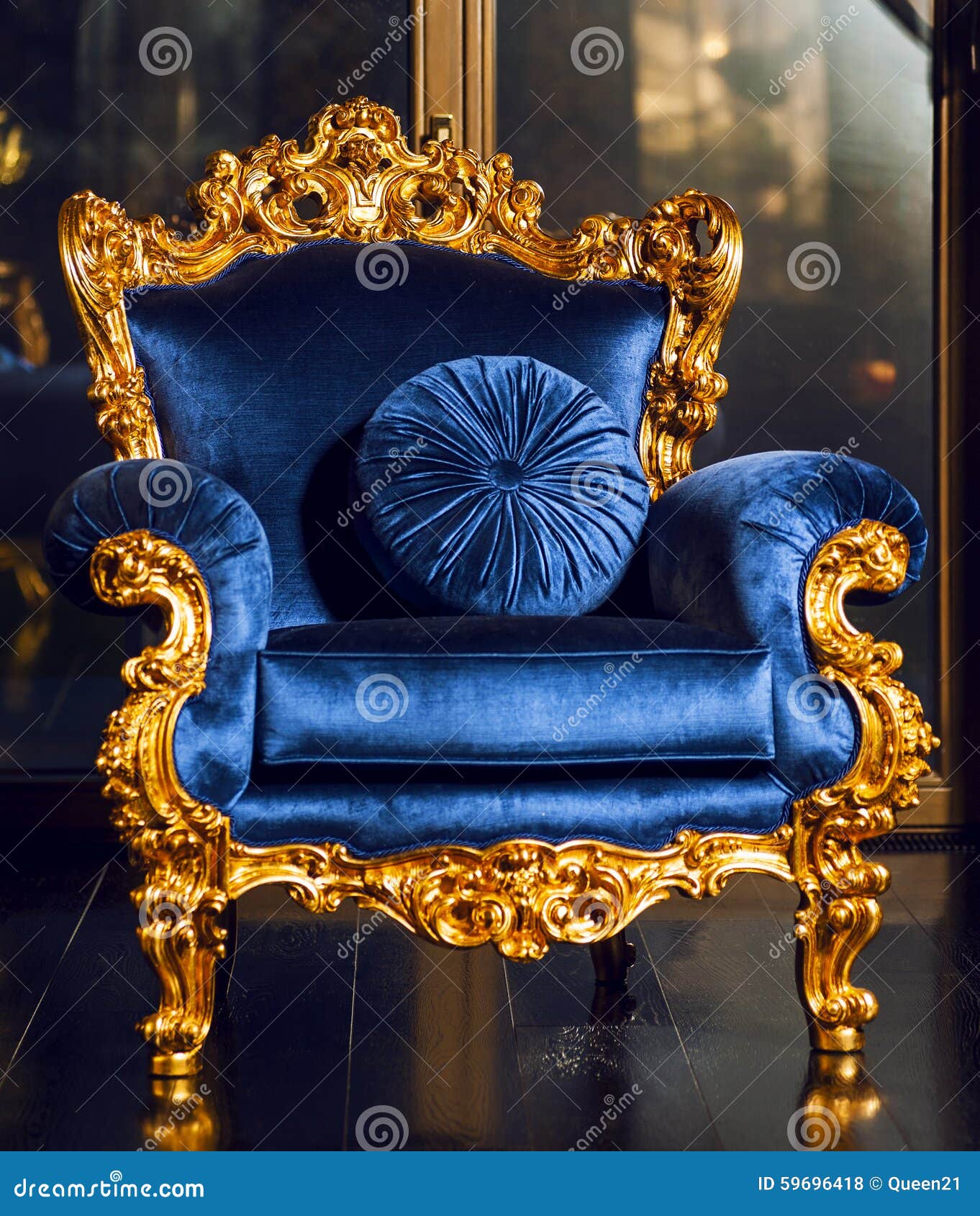 Classical Blue Royal Sofa on Luxurious Interior Stock Photo - Image of  isolated, knob: 59696418
