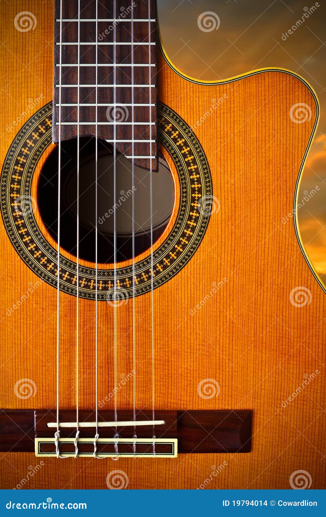 Classical Guitar With Sheet Music RoyaltyFree Stock Photo