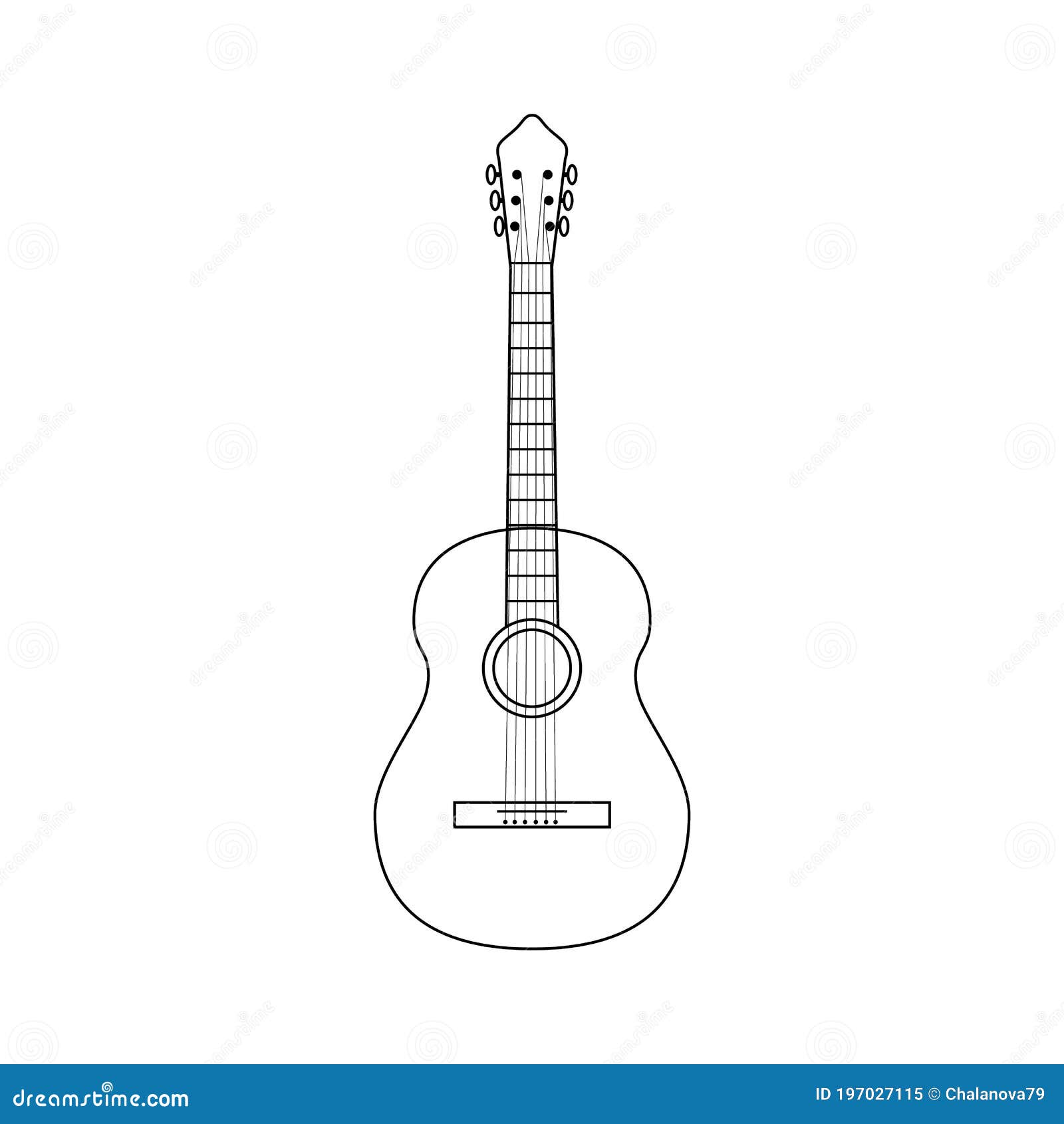 Classical Guitar Line Art Vector Illustration Stock Illustration
