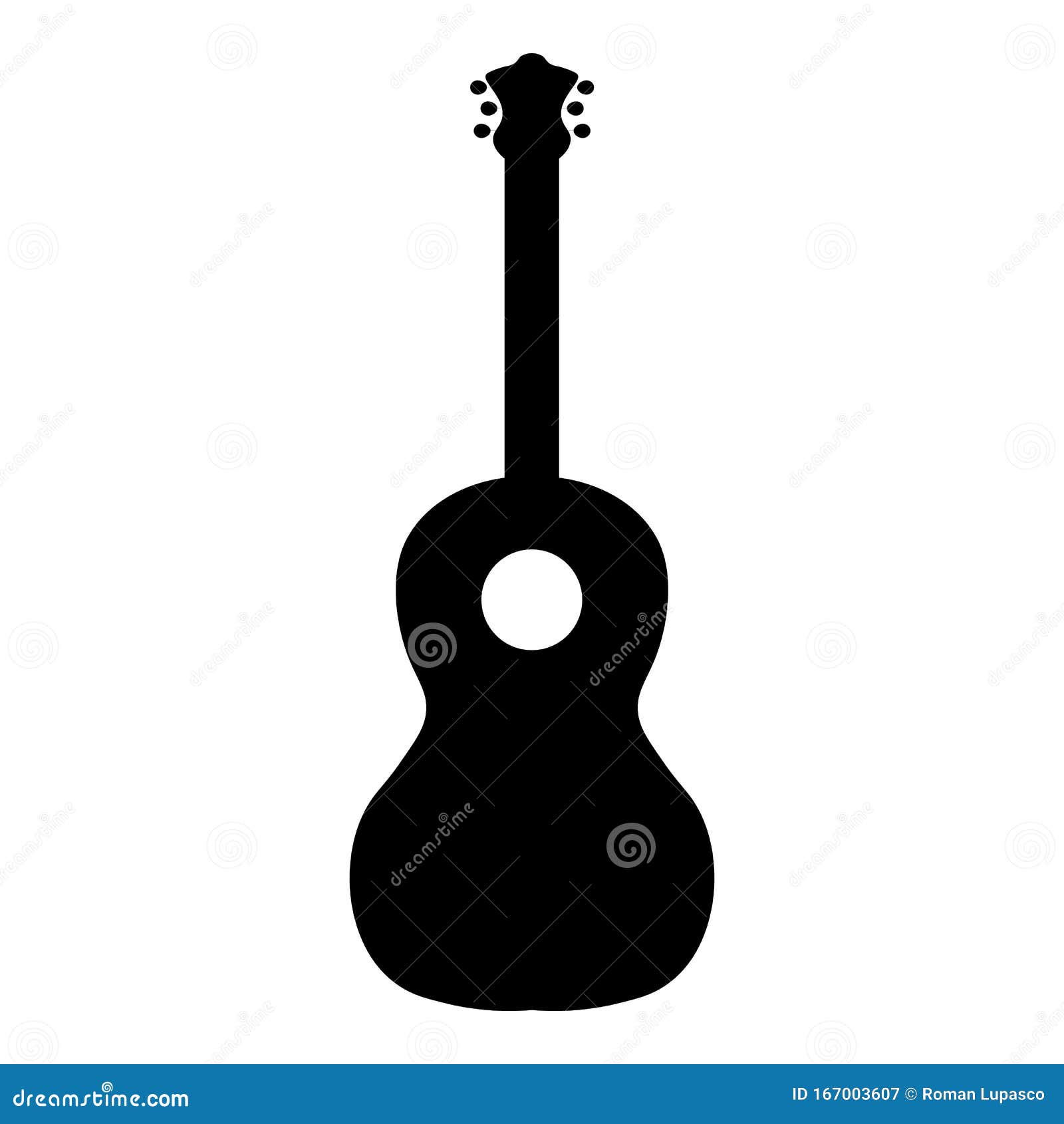 Classical Guitar Silhouette Black Color Design. Stock Vector