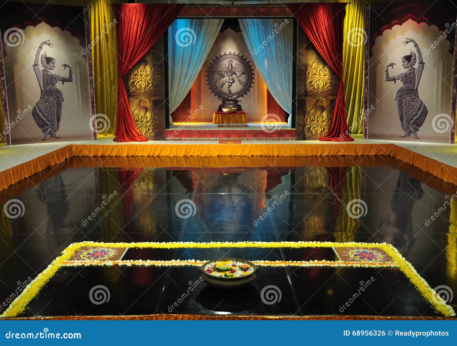 Classical Indian Dance Stage Stock Photo - Image of curtains, stage:  68956326