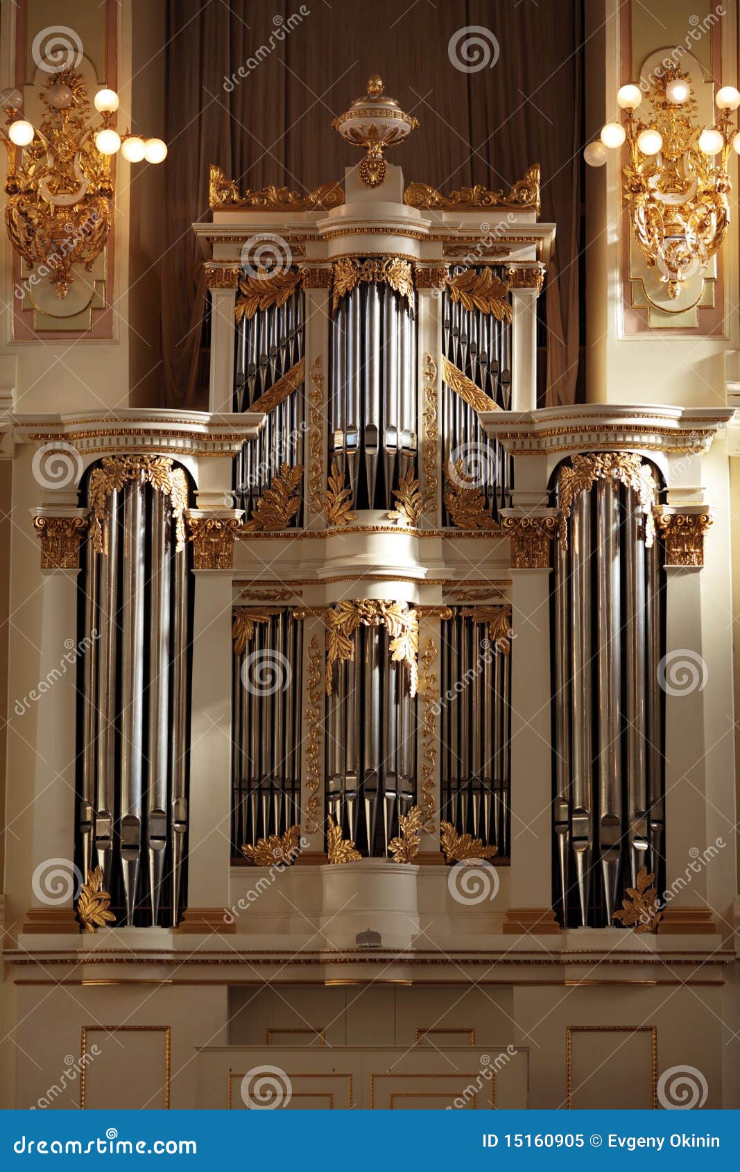 Classical pipe organ stock image. Image of view, single 15160905