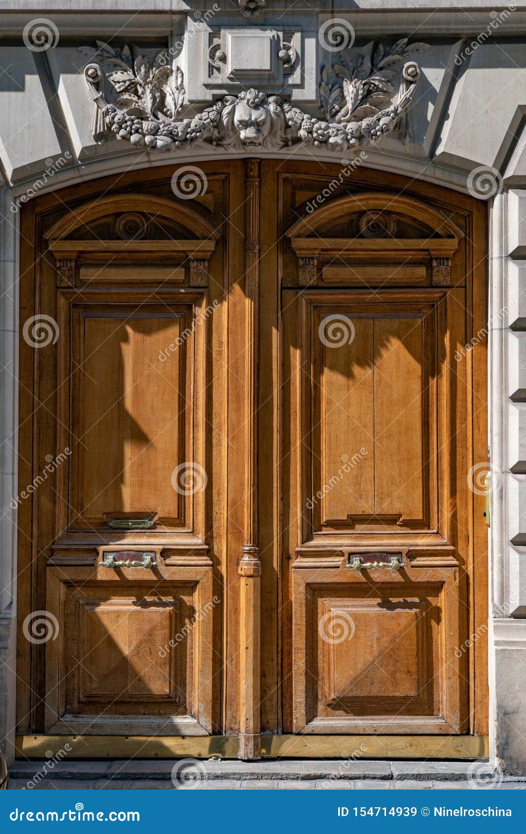 Antique Double Door Entrance Of Old Building In Paris France