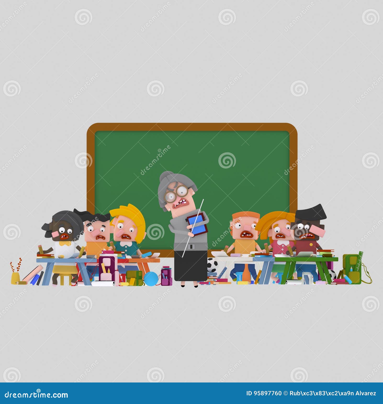 Classroom with Angry Teacher Stock Illustration - Illustration of learn,  friendly: 95897760