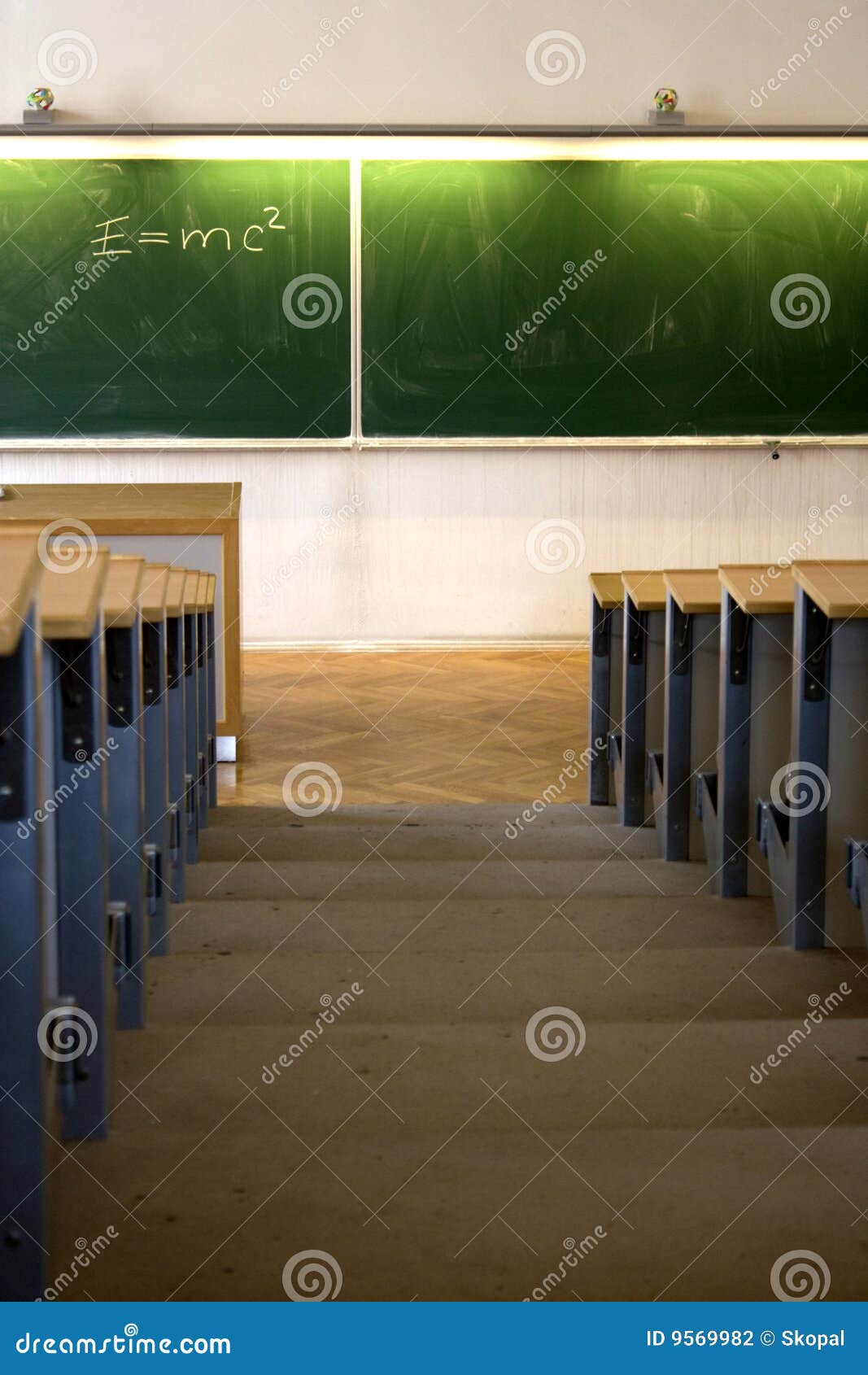 Classroom and blackboard stock photo. Image of desk, school 9569982