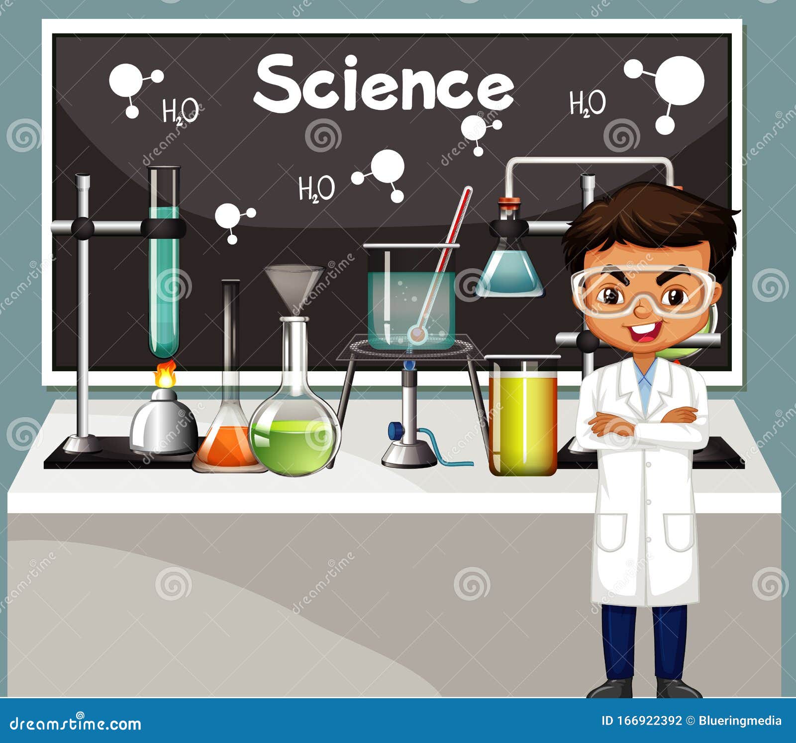 Classroom Scene with Science Teacher and Equipments Stock Vector ...