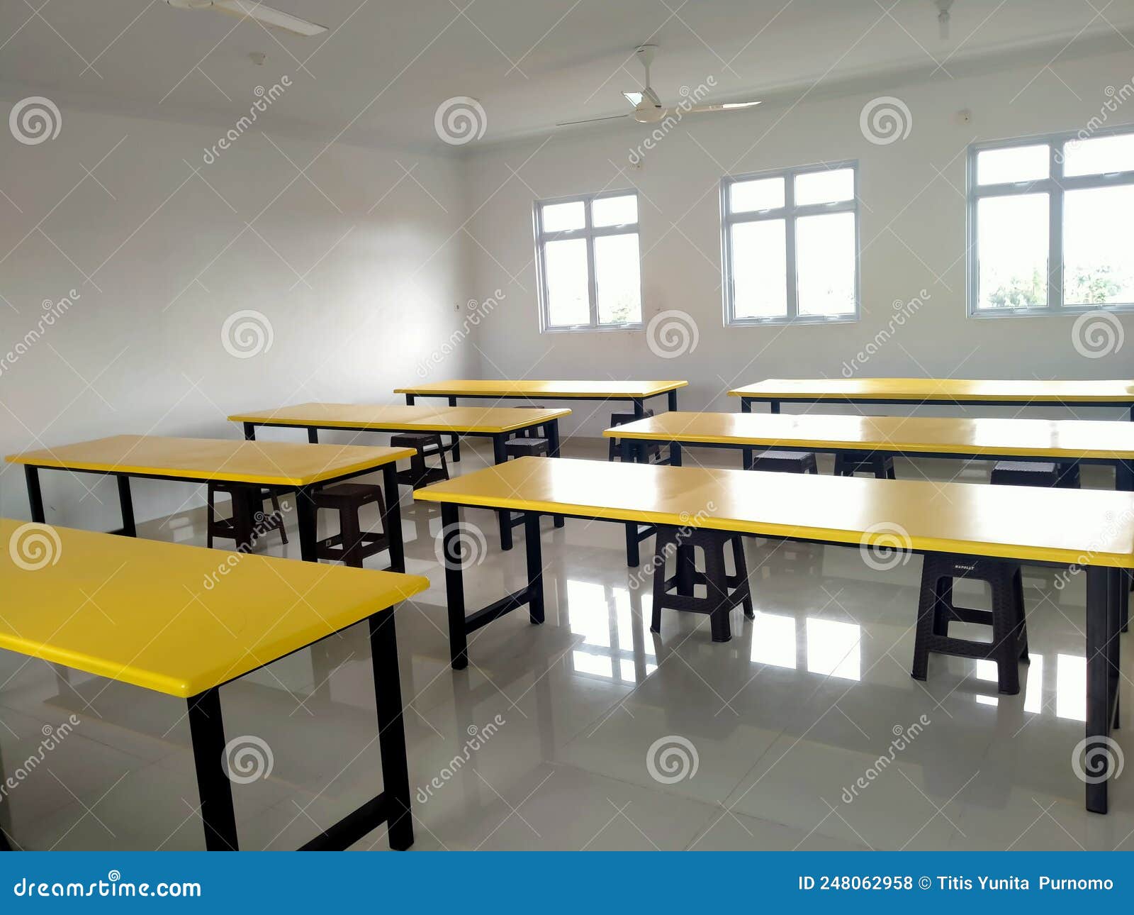 Classroom with Yellow Tables Stock Photo Image of property, tables 248062958