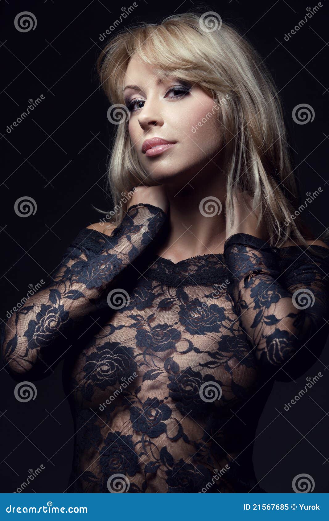 Classy Blonde In Lace Dress Stock Image Image Of Model Elegance