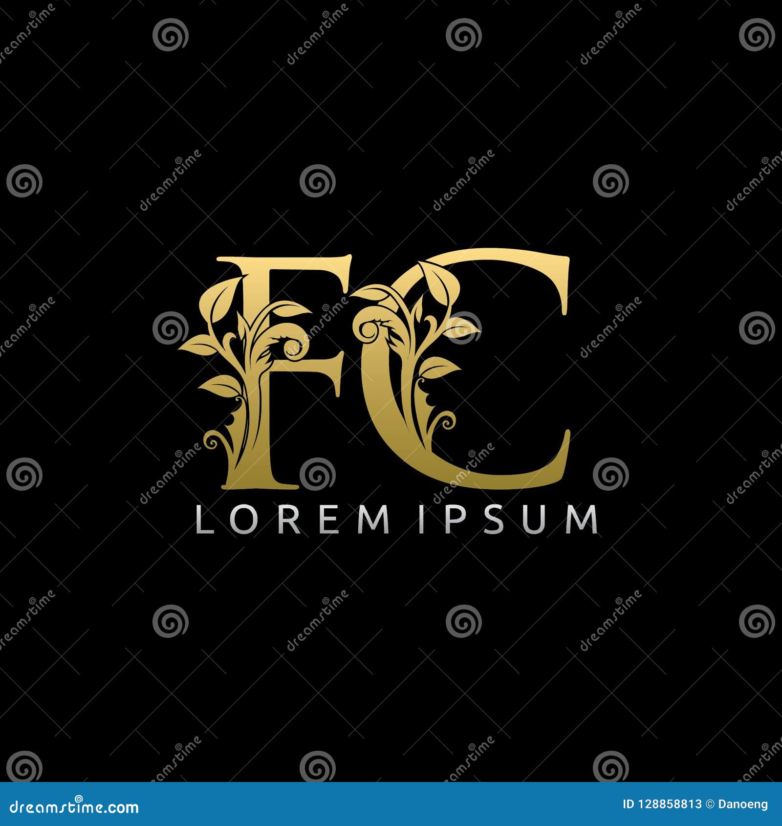 Classy Gold Leaf FC Letter Logo Stock Illustration - Illustration of ...