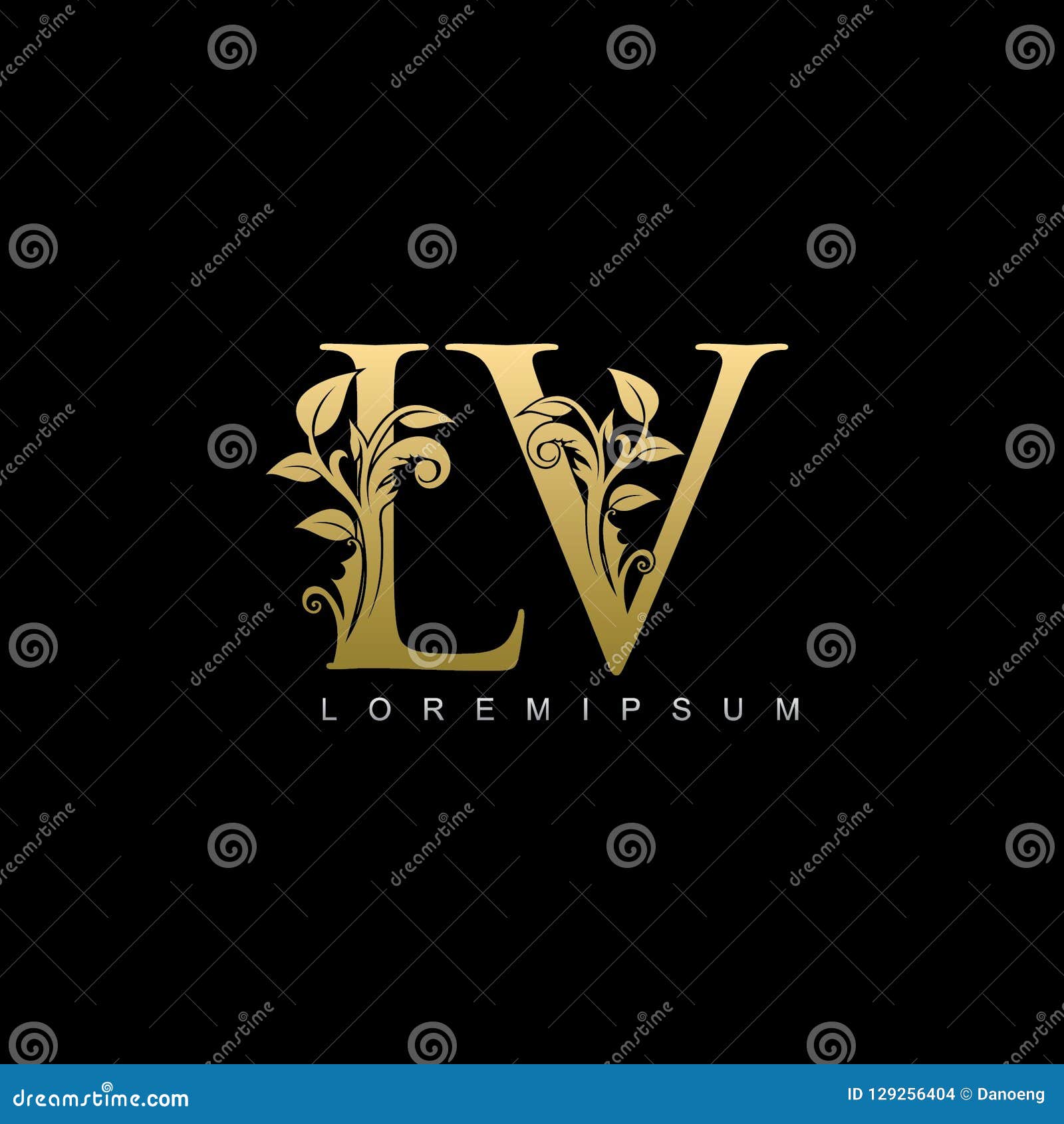 Classy Gold Leaf LV Letter Logo Stock Illustration - Illustration of ...