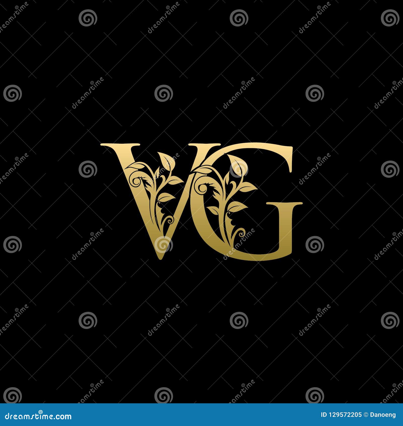 Classy Gold Leaf Vg Letter Logo Stock Illustration Illustration Of Glamour Brochure