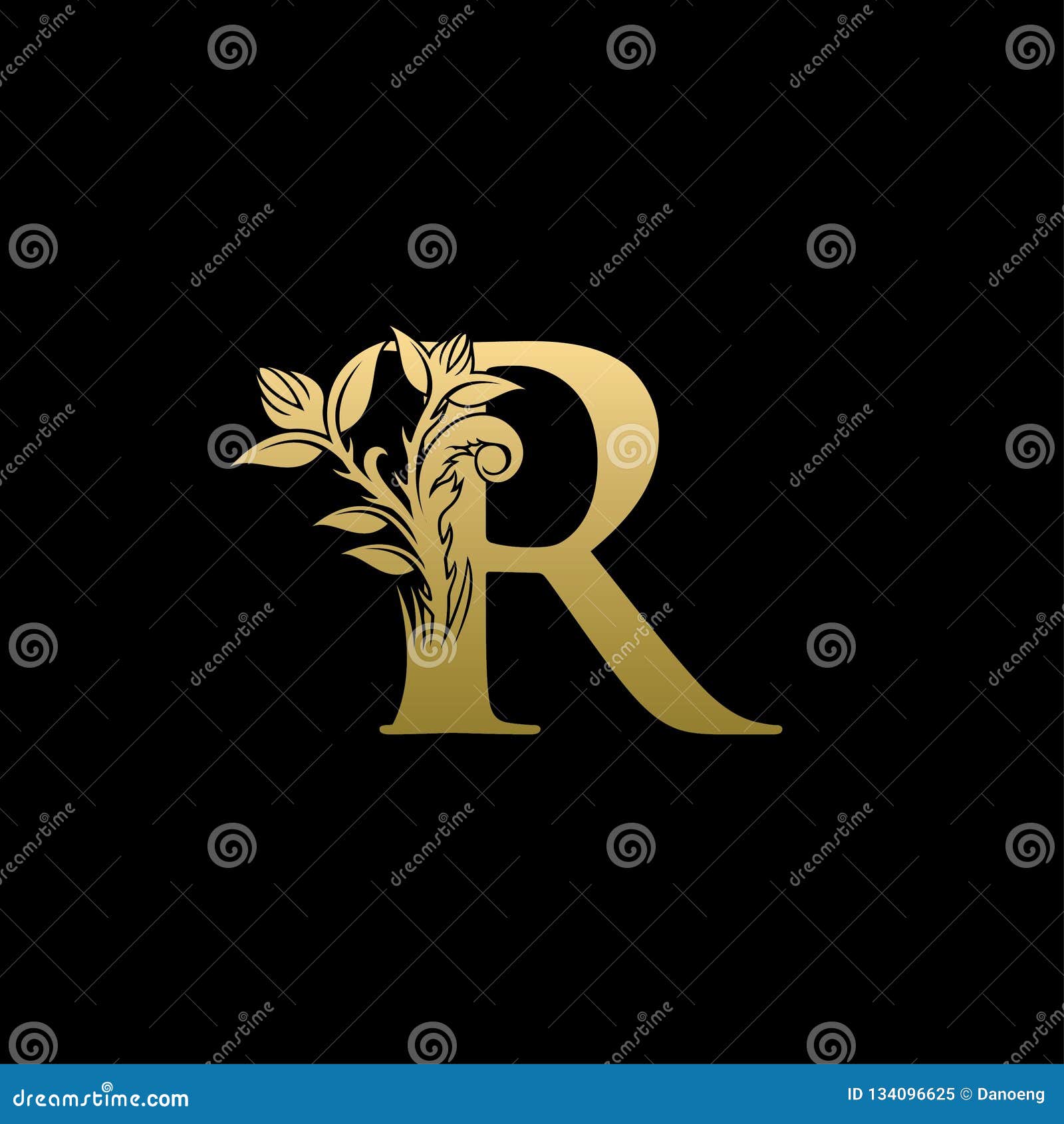Classy R Letter Gold Logo Stock Illustration Illustration Of Floral