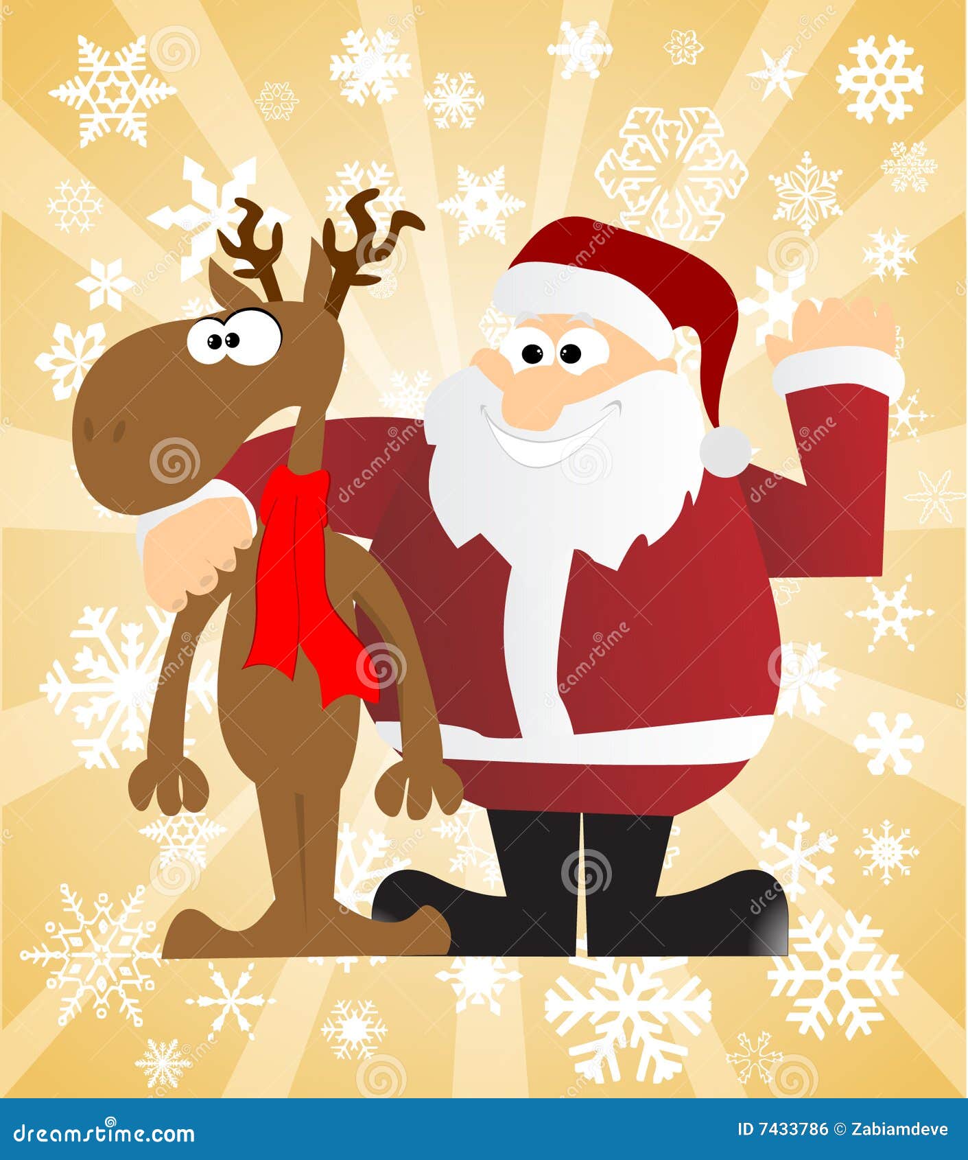 Claus jego reniferowy Santa. Claus Santa jego ilustracyjny reniferowy wektor