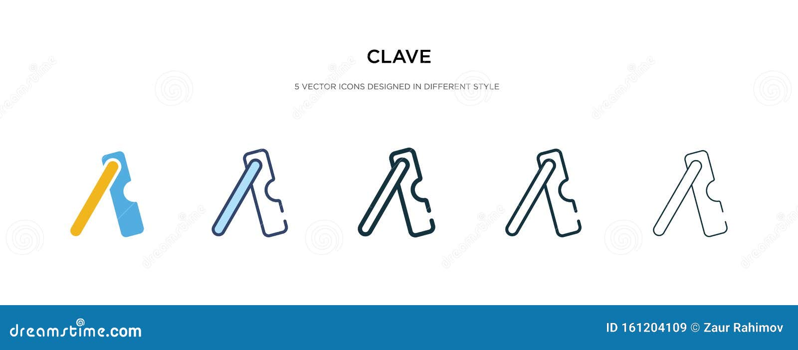 clave icon in different style  . two colored and black clave  icons ed in filled, outline, line and
